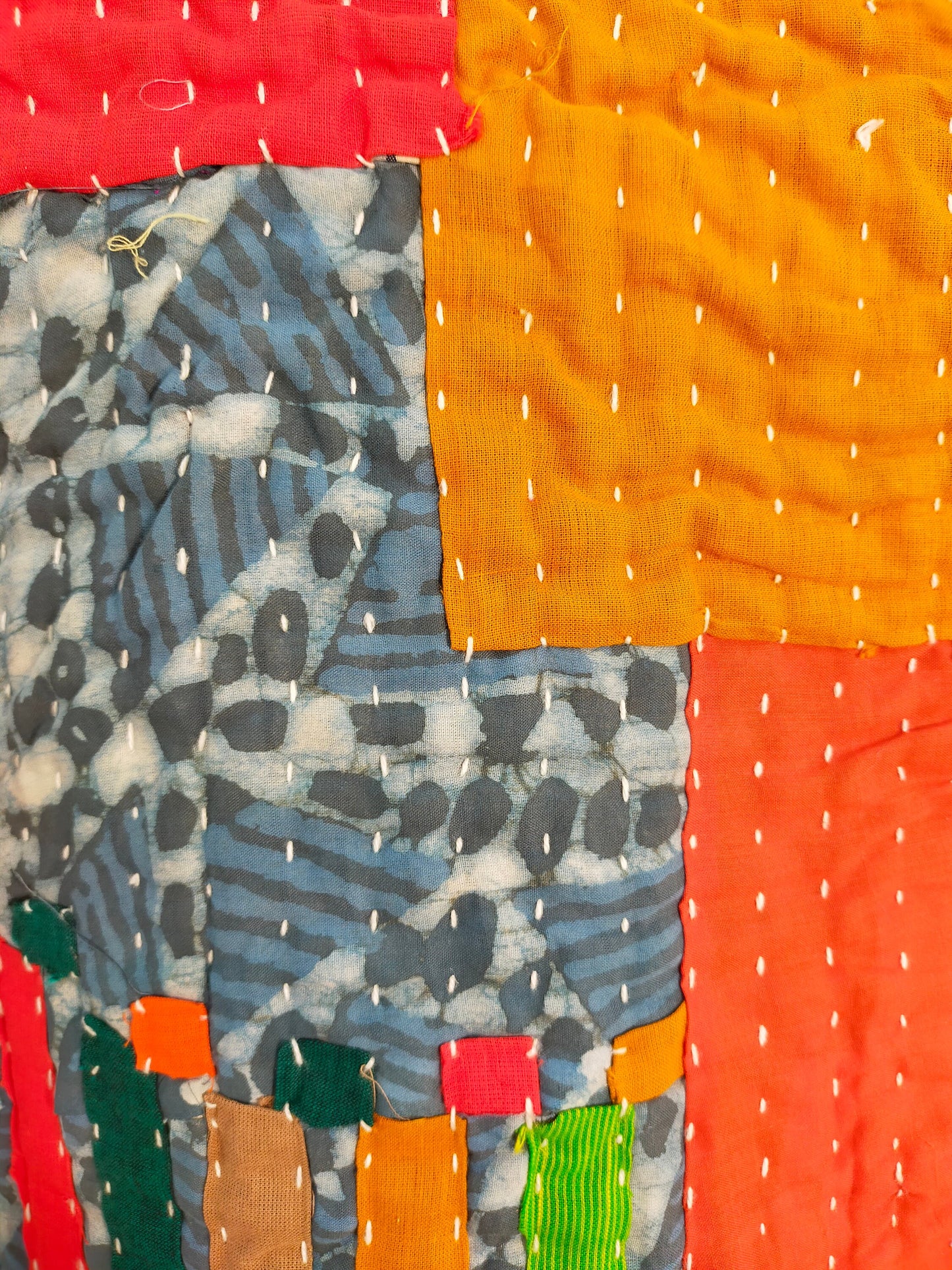 Siddi Kavand - Patchwork Kantha Baby Blanket Or Textile Art, Made With Recycled Cotton - Hand-Stitched By African Indian Women In India