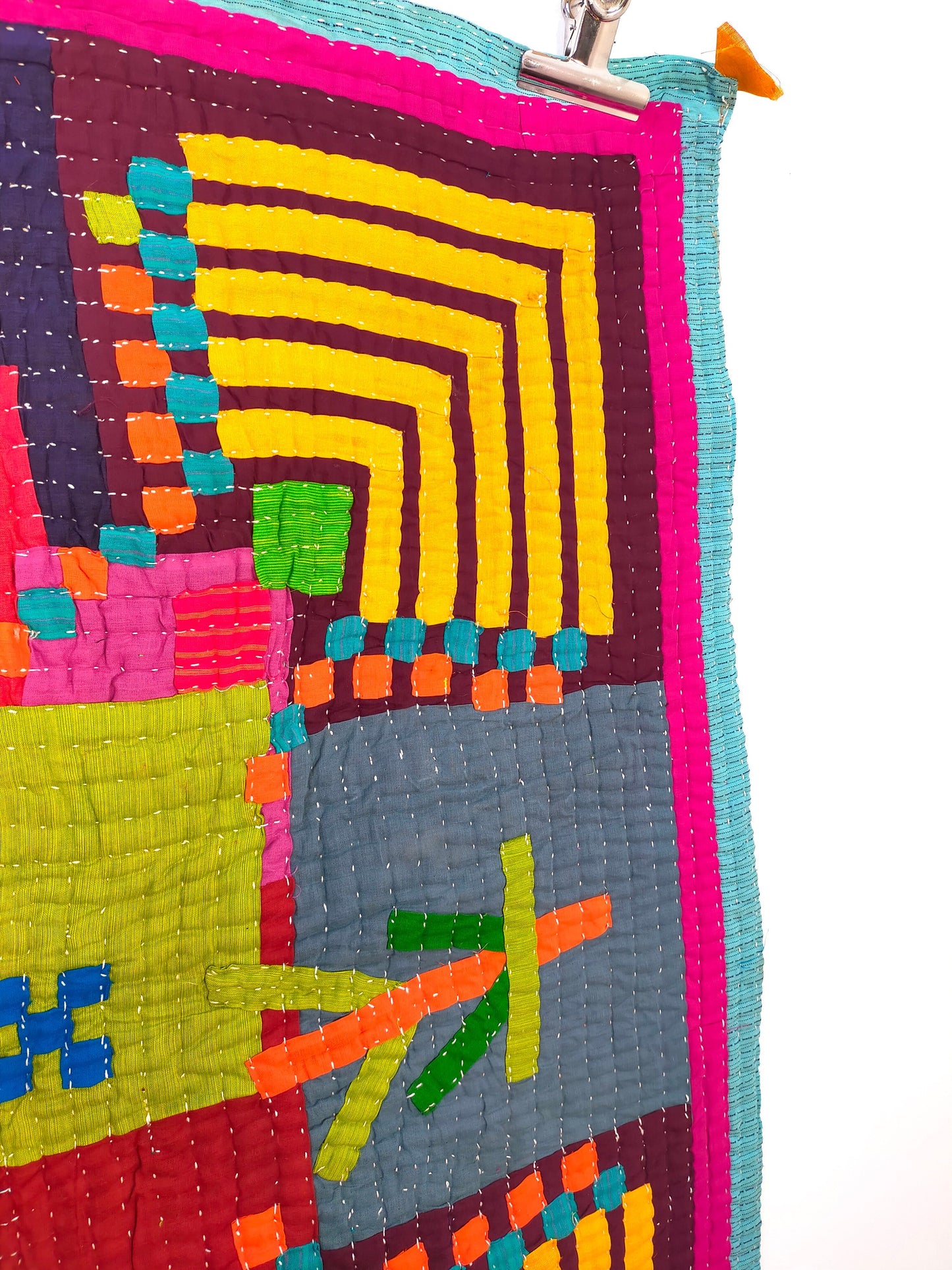 Siddi Kawandi, Hand-Stitched Patchwork Kantha Style Baby Blanket Or Wall Hanging Made With Recycled Cotton In India