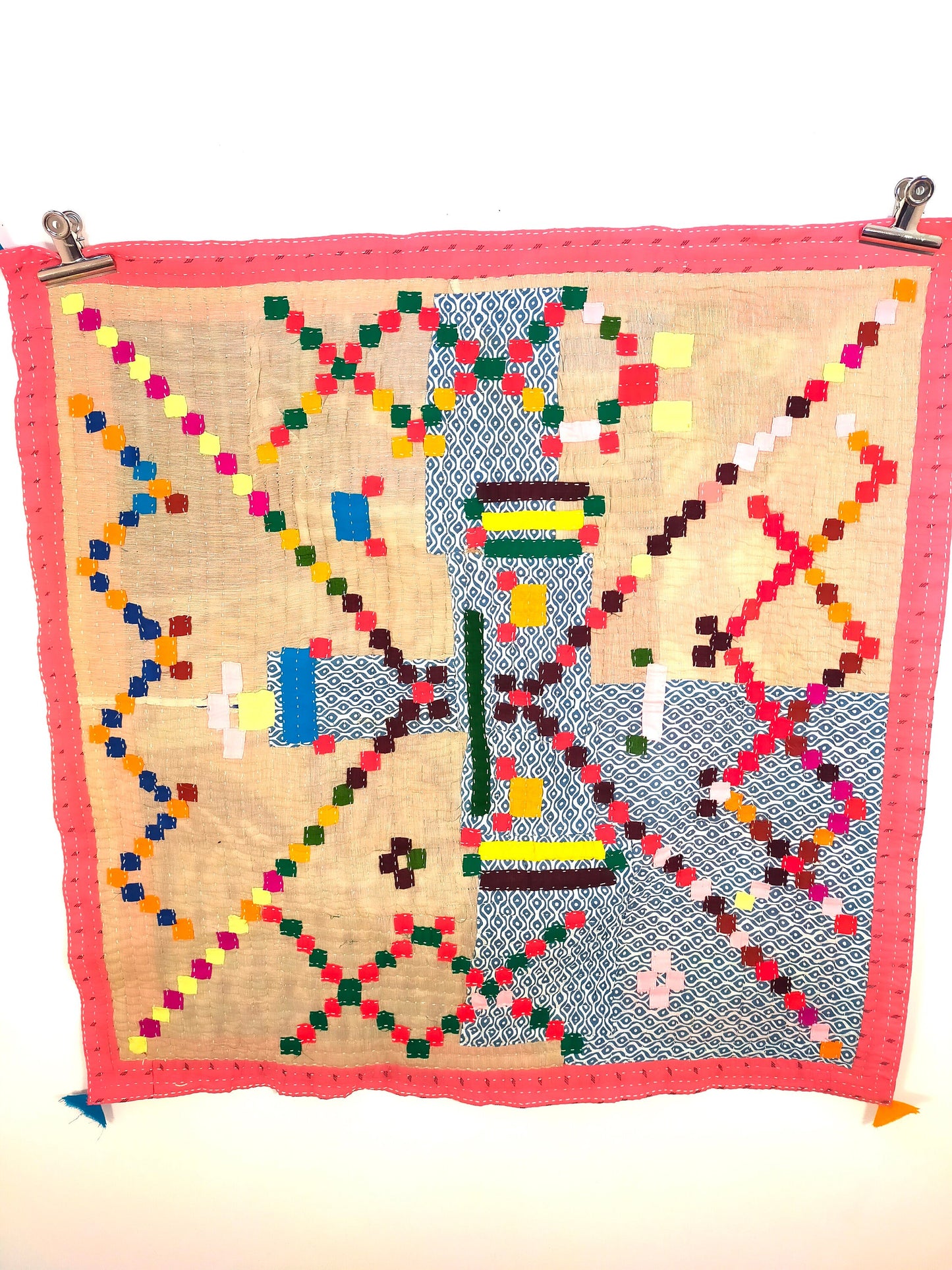 Siddi Kavand Patchwork Kantha Baby Quilt Or Wall Hanging Made With Recycled Cotton - Hand-Stitched By Tribal Women In India