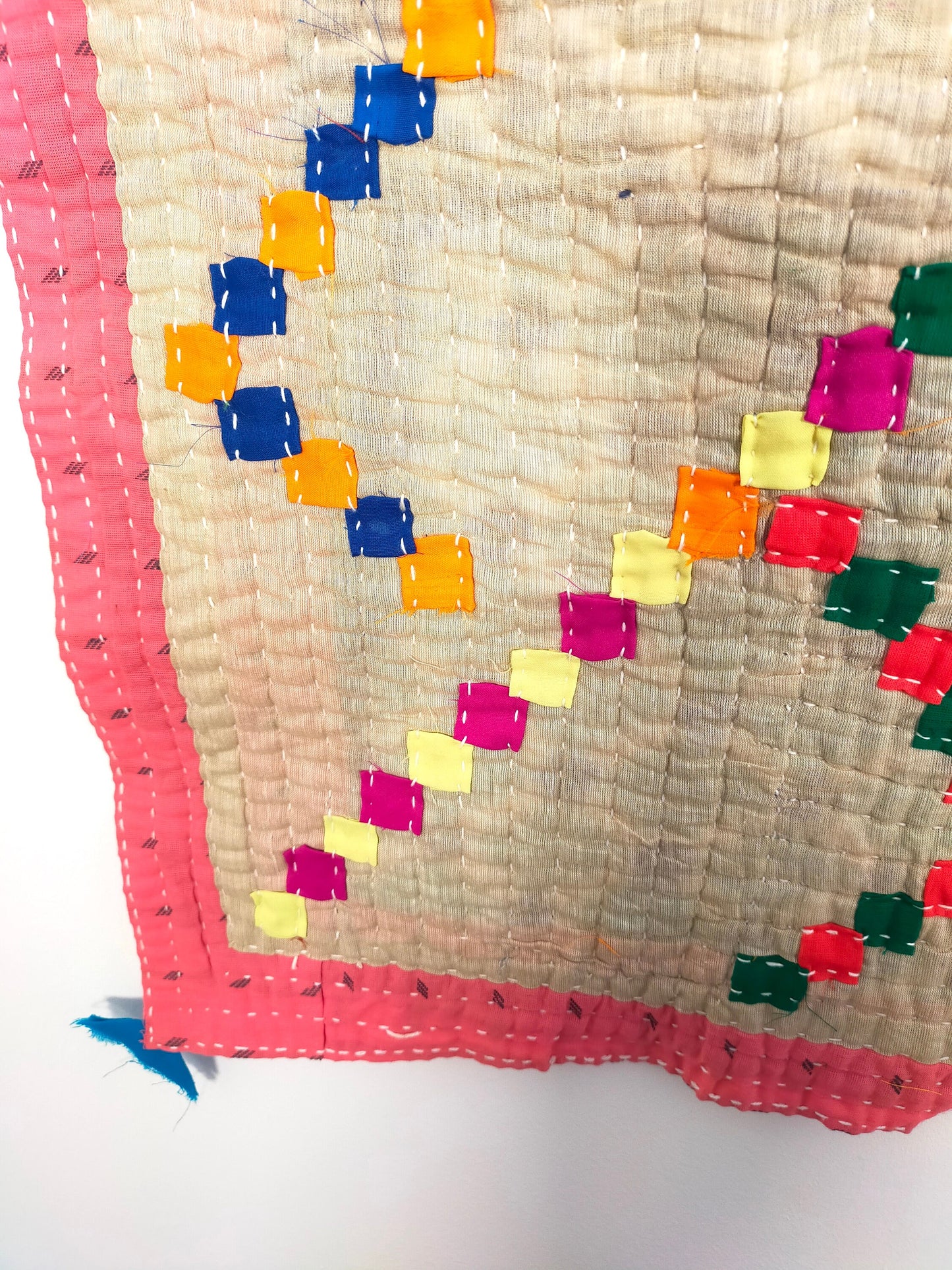 Siddi Kavand Patchwork Kantha Baby Quilt Or Wall Hanging Made With Recycled Cotton - Hand-Stitched By Tribal Women In India