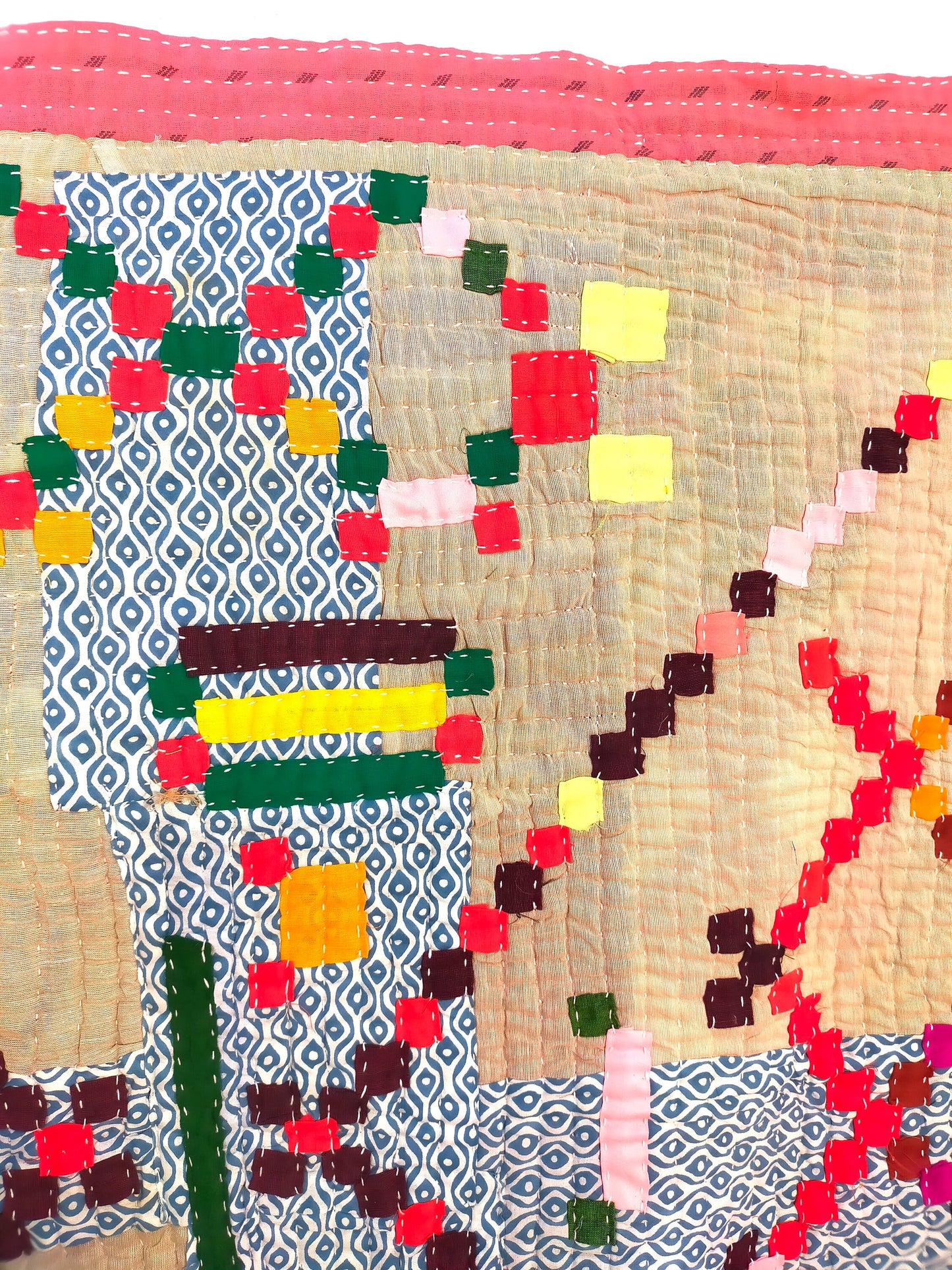 Siddi Kavand Patchwork Kantha Baby Quilt Or Wall Hanging Made With Recycled Cotton - Hand-Stitched By Tribal Women In India