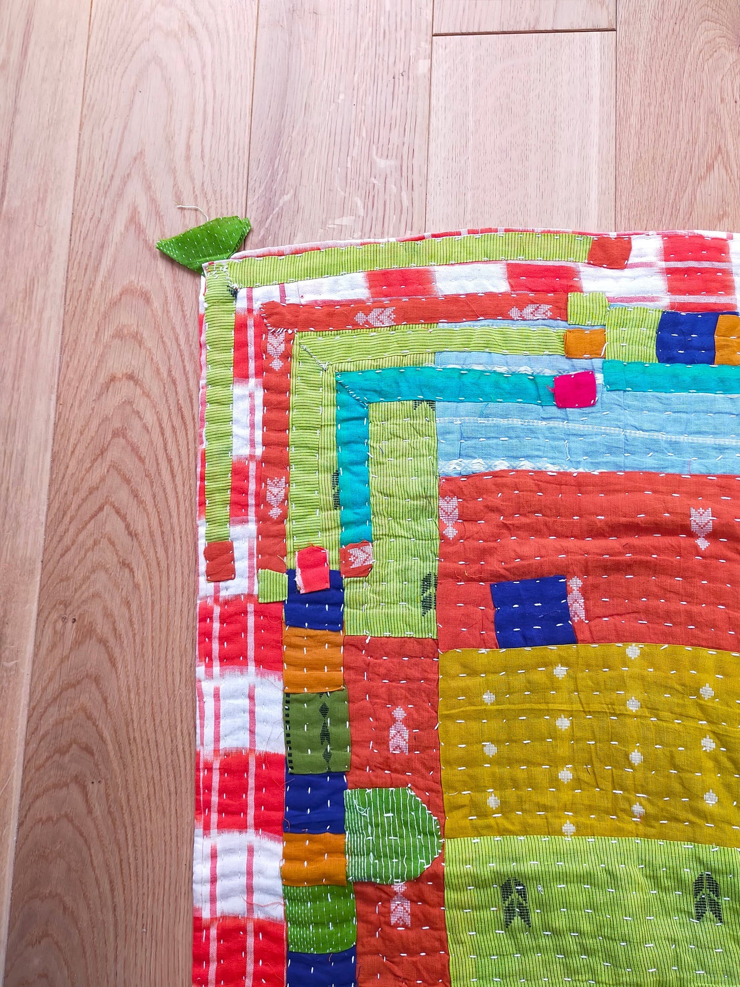 Siddi Tribal Patchwork Kantha Kawandi Quilted Blanket Made With Recycled Cotton In India Single Bed