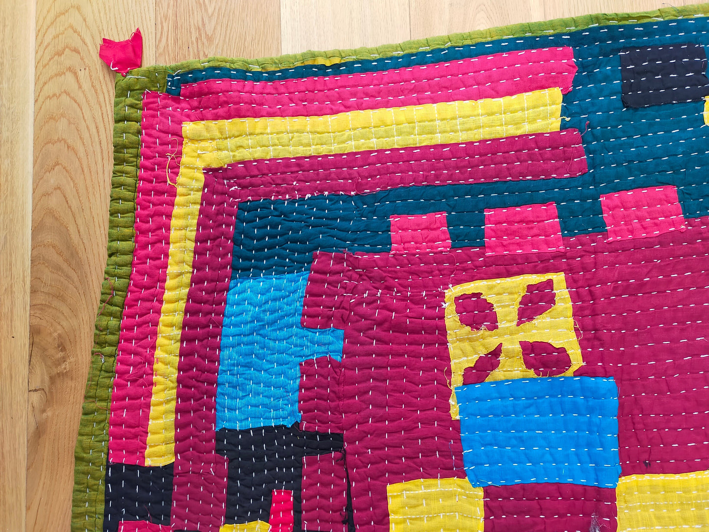 Siddi Tribal Patchwork Kantha Kawandi Quilted Blanket Made With Recycled Cotton In India Double Bed