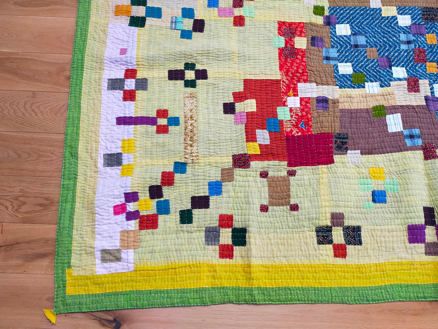Siddi Tribal Patchwork Kantha Kawandi Quilted Blanket Made With Recycled Cotton In India Single Blanket Or Throw