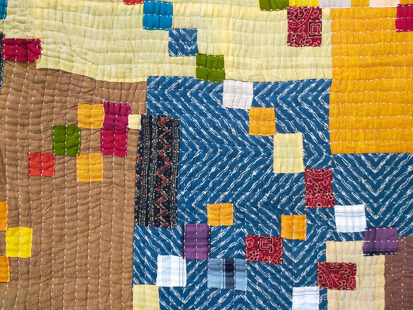 Siddi Tribal Patchwork Kantha Kawandi Quilted Blanket Made With Recycled Cotton In India Single Blanket Or Throw
