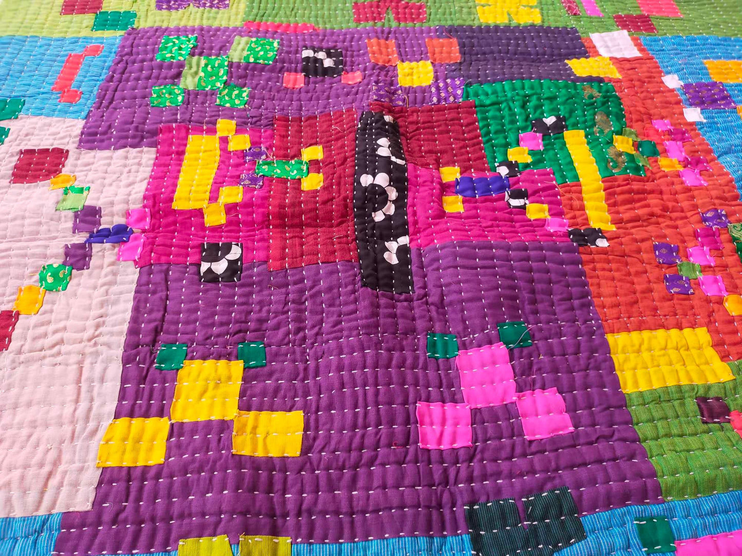 Siddi Kawandi, A Patchwork Quilt Or Kavand - Single Quilted Kantha Blanket From India