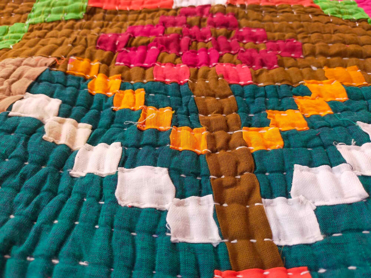Siddi Tribal Patchwork Kawandi Kavand Single Quilted Kantha Blanket From India Baby Blanket Or Wall Hanging