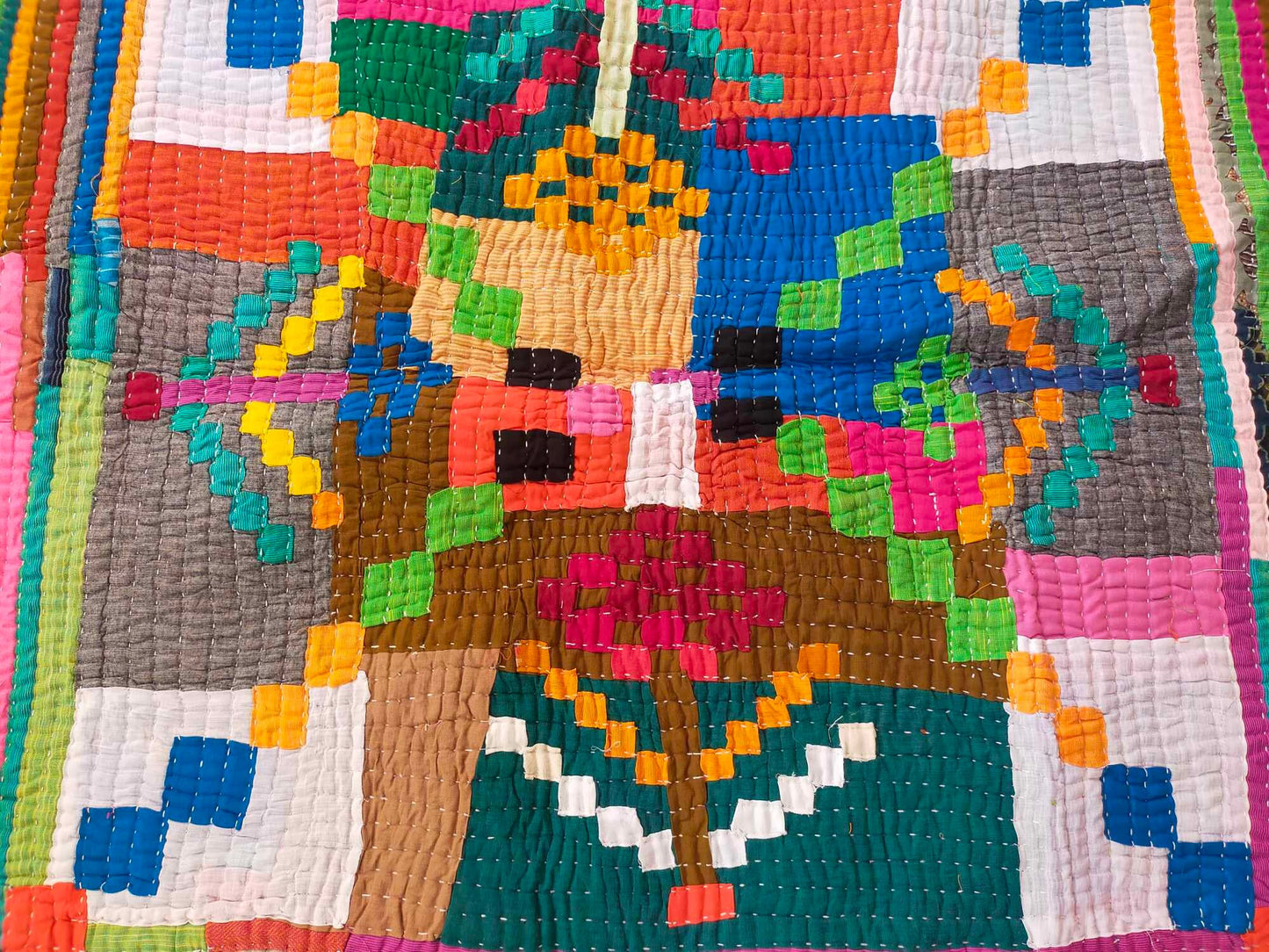 Siddi Tribal Patchwork Kawandi Kavand Single Quilted Kantha Blanket From India Baby Blanket Or Wall Hanging