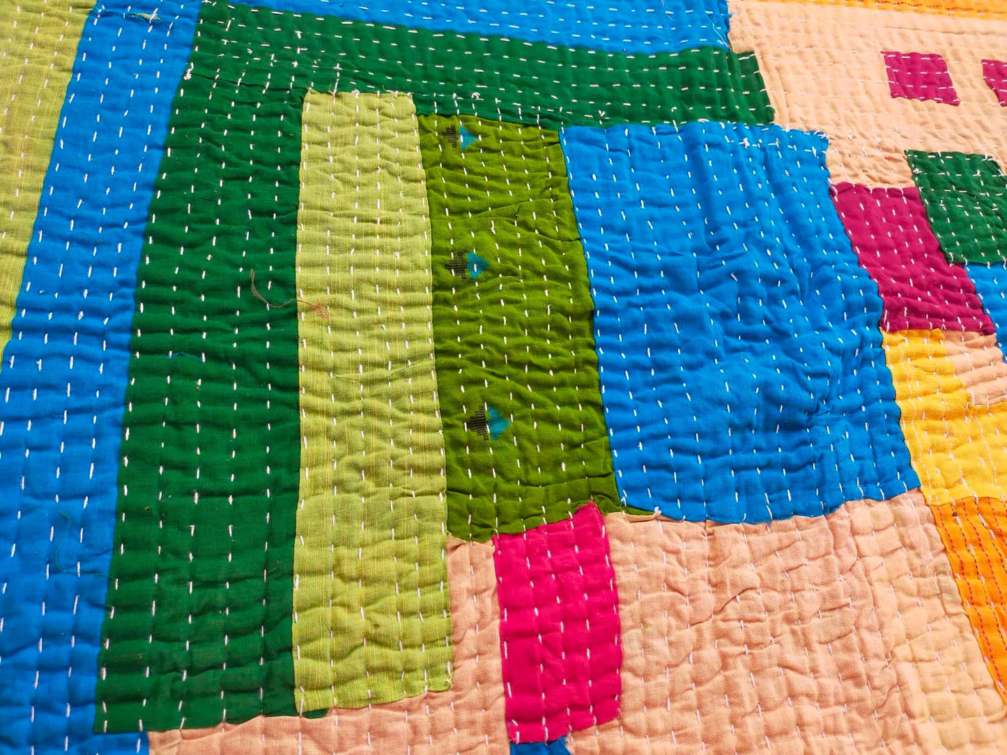 Siddi Tribal Patchwork Kawandi Kavand Single Quilted Kantha Blanket From India - Single Bed
