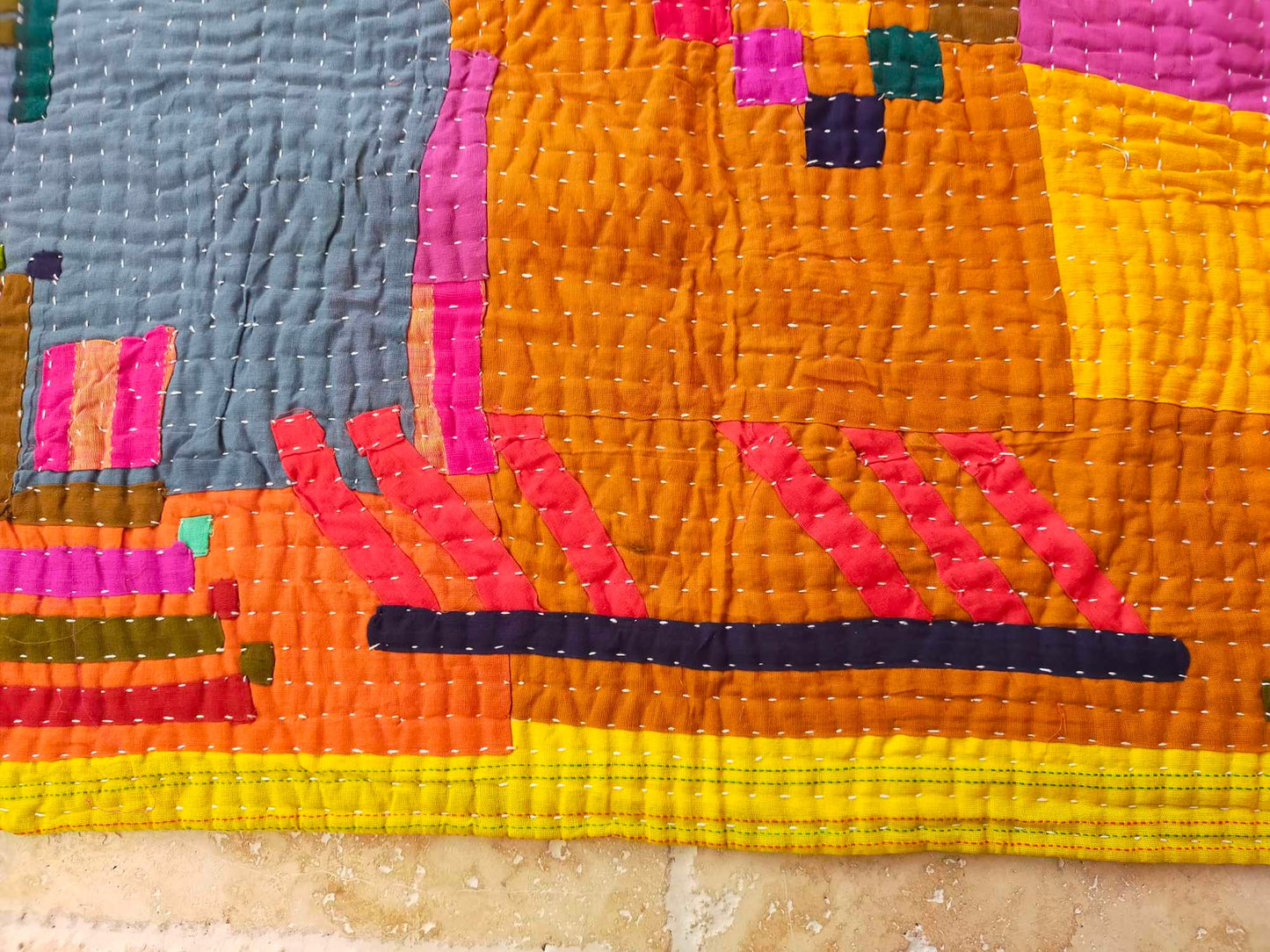 Siddi Kawandi - A Patchwork Quilt Made By An African Indian Tribal Group In Karnataka, India - Baby Blanket Or Wall Hanging