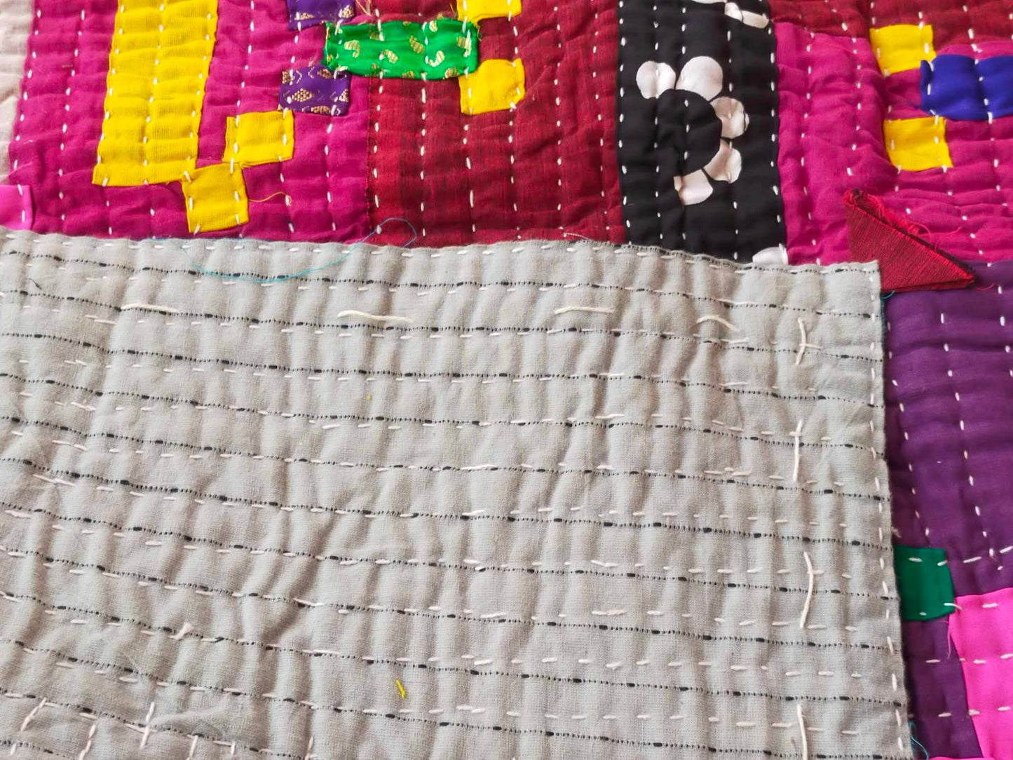 Siddi Kawandi, A Patchwork Quilt Or Kavand - Single Quilted Kantha Blanket From India