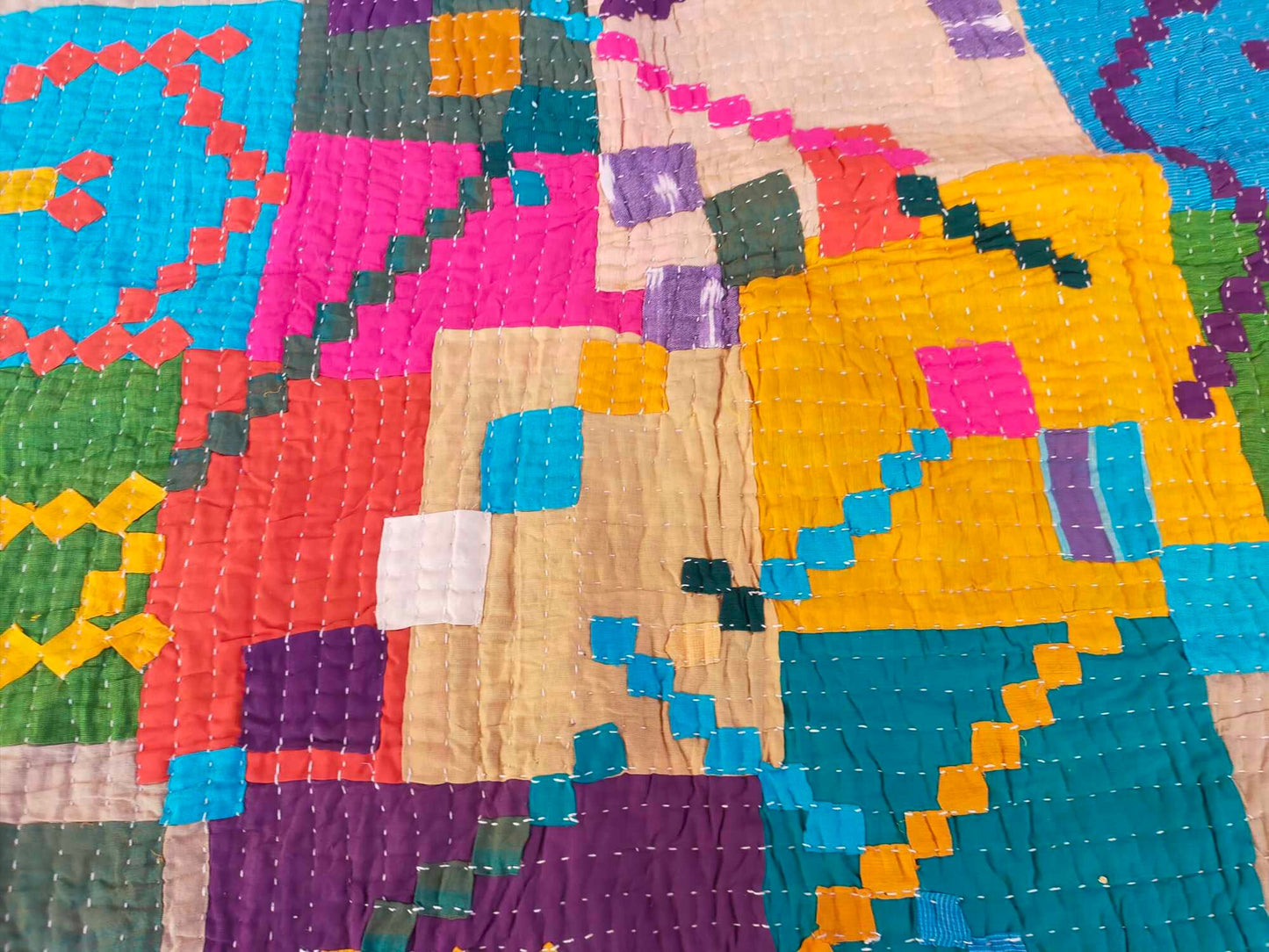 Siddi Tribal Patchwork Kawandi Kavand Baby Quilted Kantha Blanket From India - Baby Blanket Or Wall Hanging