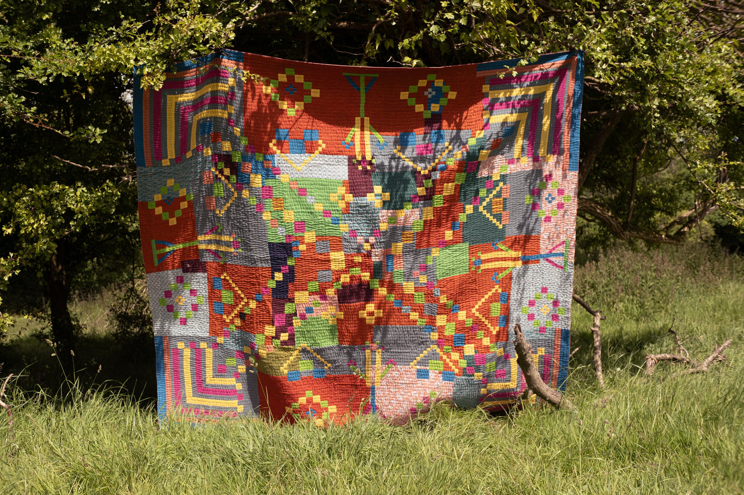A Siddi Kawandi - Quilted Patchwork Large Quilt Or Textile Art, Made With Recycled Cotton - Hand-Stitched By African Indian Women In India