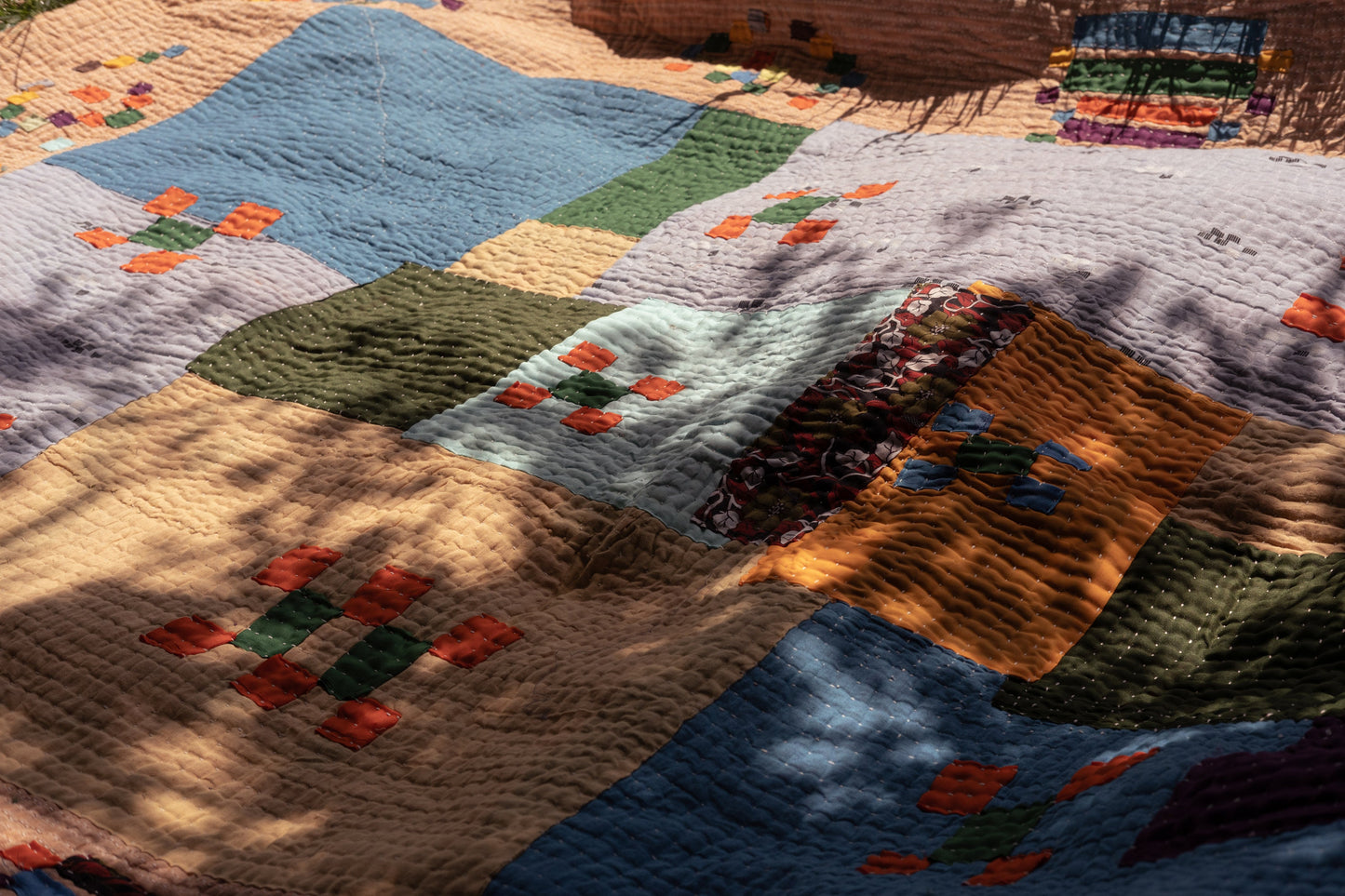 Siddi Kawandi - Quilted Patchwork Quilt Or Textile Art, Made With Recycled Cotton - Hand-Stitched By African Indian Women In India