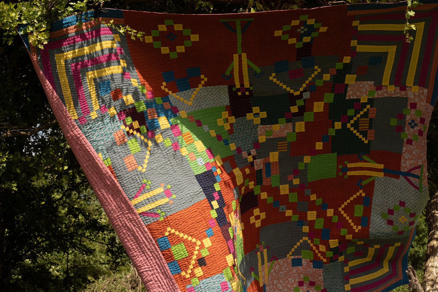 A Siddi Kawandi - Quilted Patchwork Large Quilt Or Textile Art, Made With Recycled Cotton - Hand-Stitched By African Indian Women In India