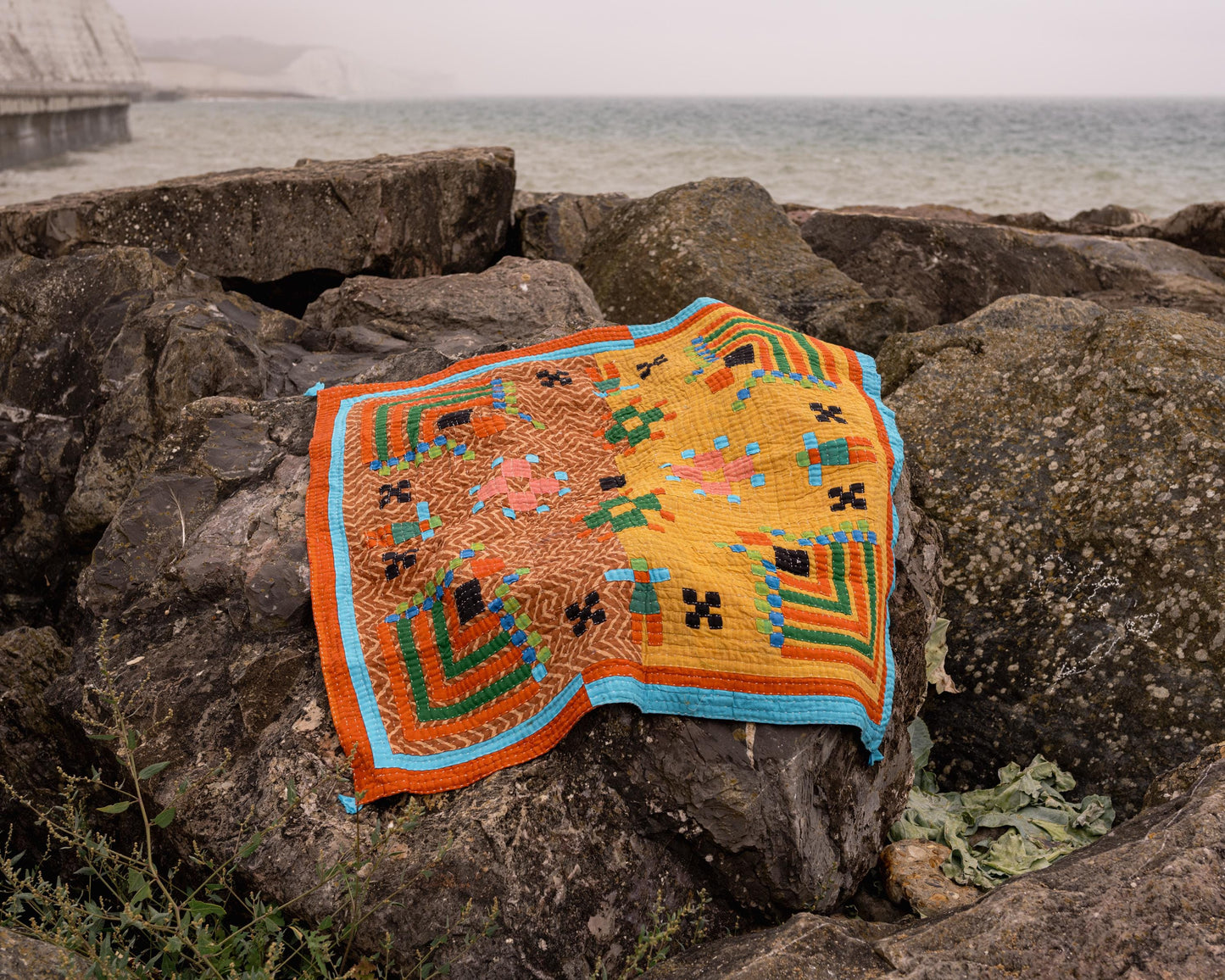 A Siddi Kavand - Tribal Patchwork Kawandi Quilted Kantha Blanket From India