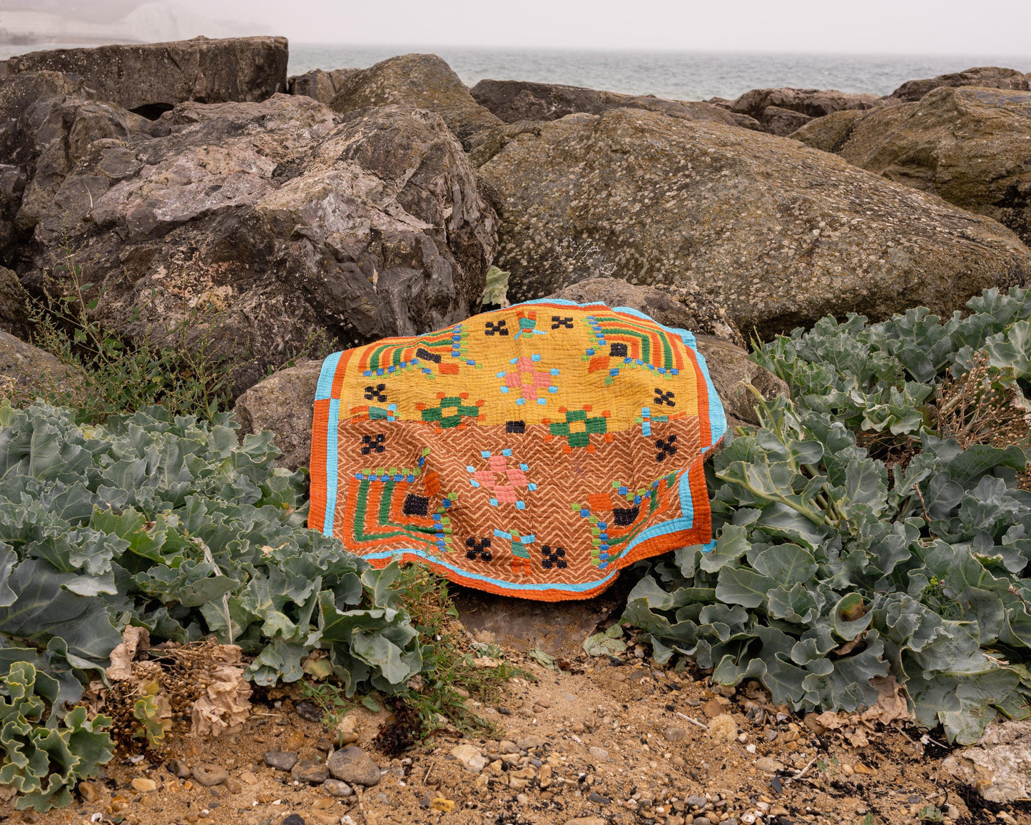 A Siddi Kavand - Tribal Patchwork Kawandi Quilted Kantha Blanket From India