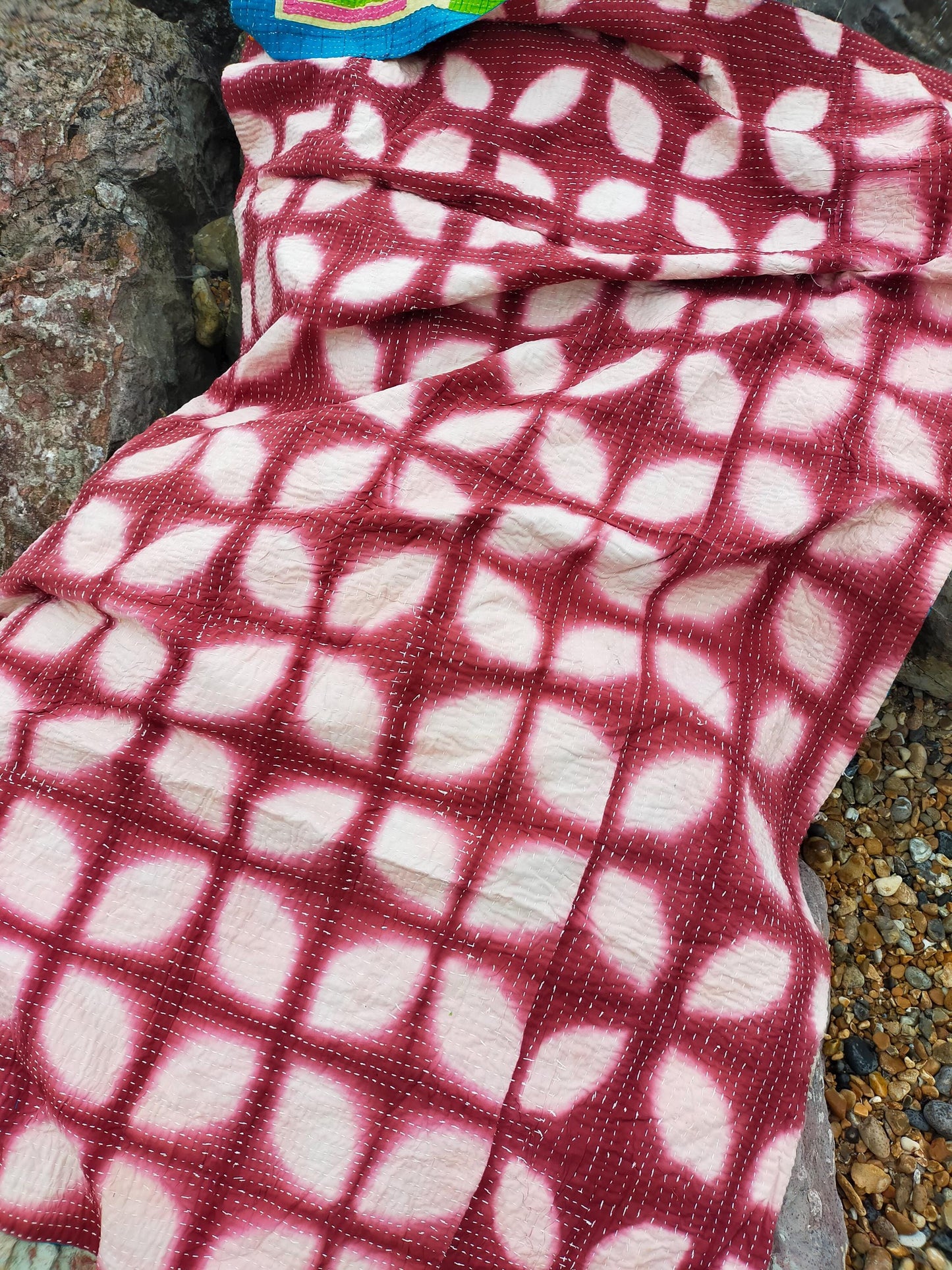 A Siddi Quilt-Hand Stitched By Tribal Women - Patchwork Kawandi Quilted Kantha Blanket From India