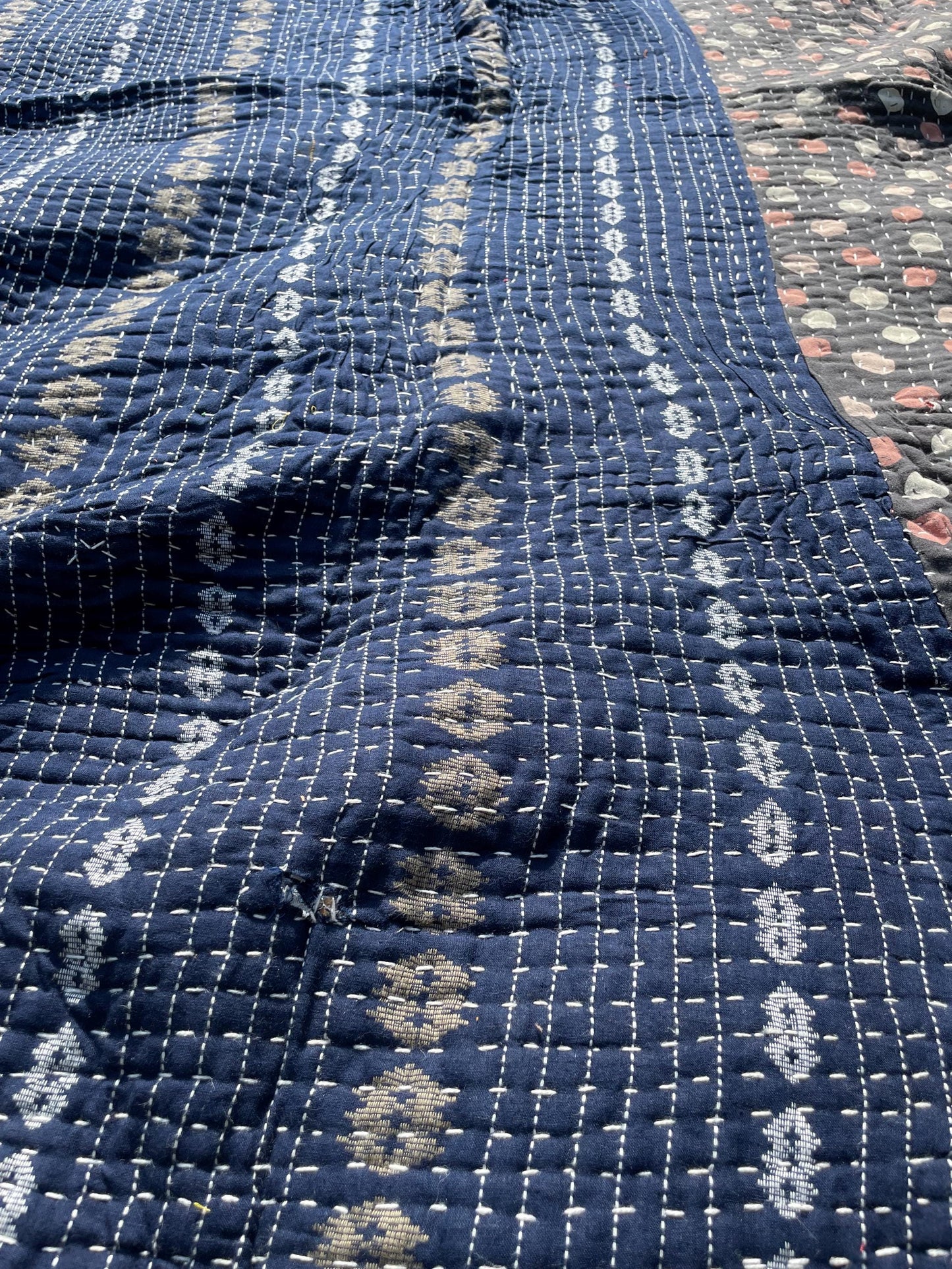 Siddi Kawandi - A Tribal Patchwork Quilt - Kavand Quilted Kantha Blanket From India