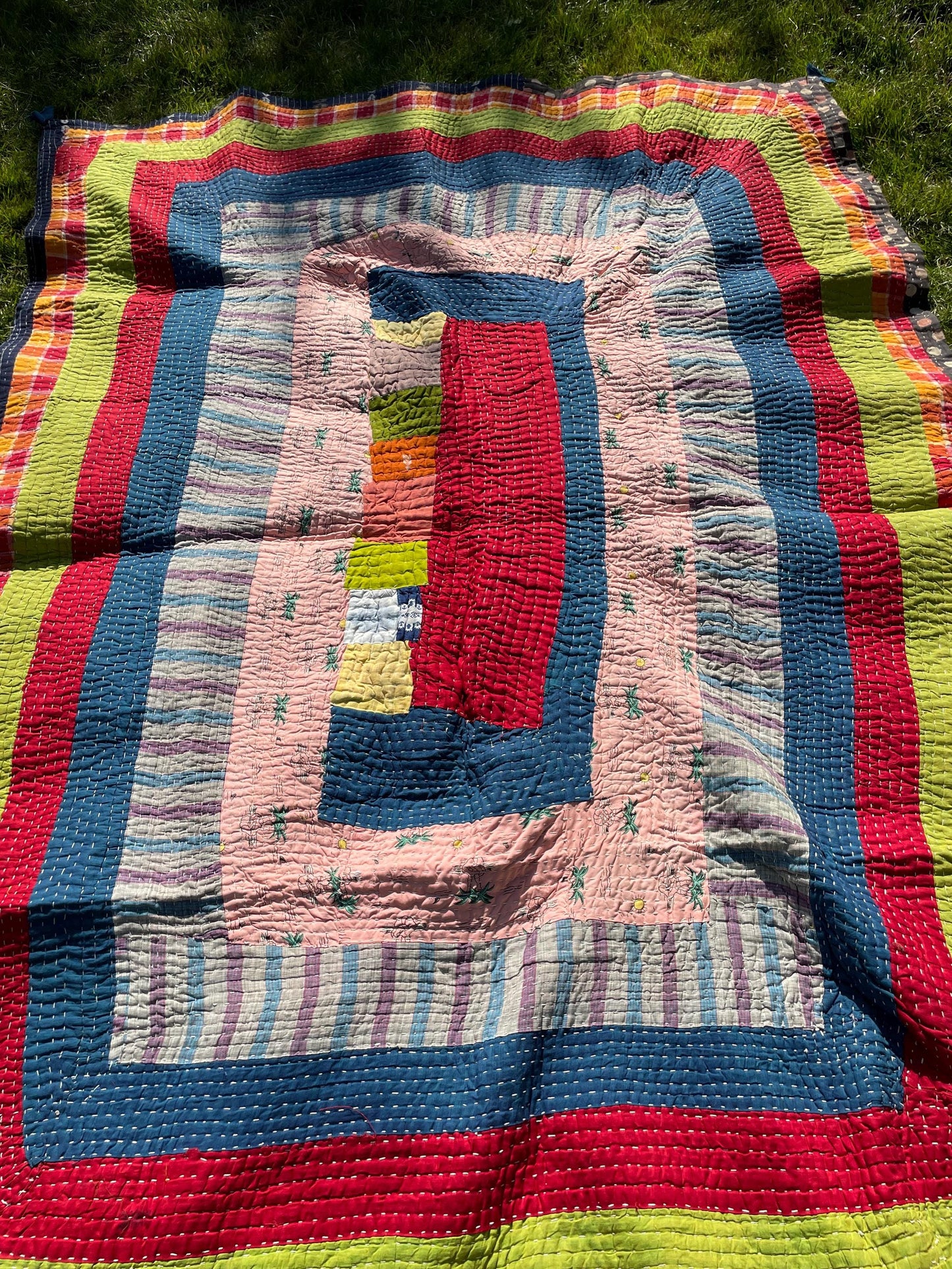 Siddi Kawandi - A Tribal Patchwork Quilt - Kavand Quilted Kantha Blanket From India