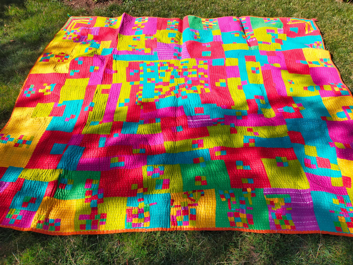 Siddi Kawandi Patchwork Kantha Kavand Quilted Blanket Made With Recycled Cotton Offcuts By Tribal Groups In Karnataka