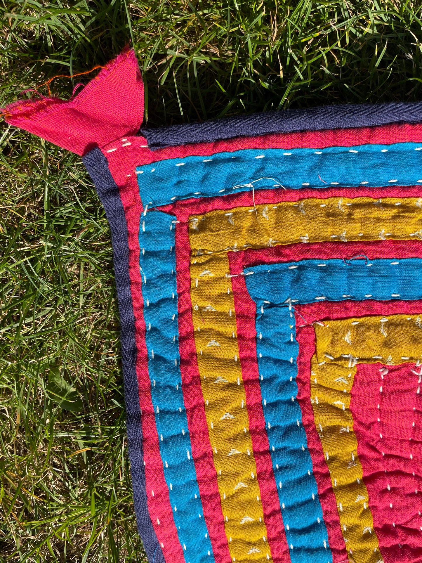 Siddi Tribal Patchwork Kawandi Kavand Quilted Blanket Made With Recycled Cotton In India - Similar To Kantha