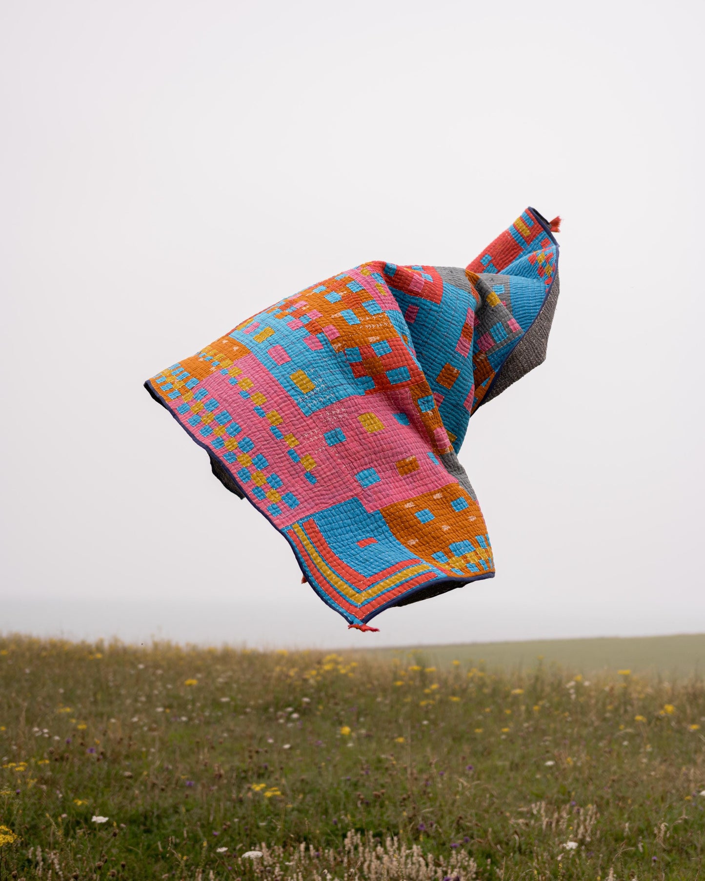 Siddi Tribal Patchwork Kawandi Kavand Quilted Blanket Made With Recycled Cotton In India - Similar To Kantha