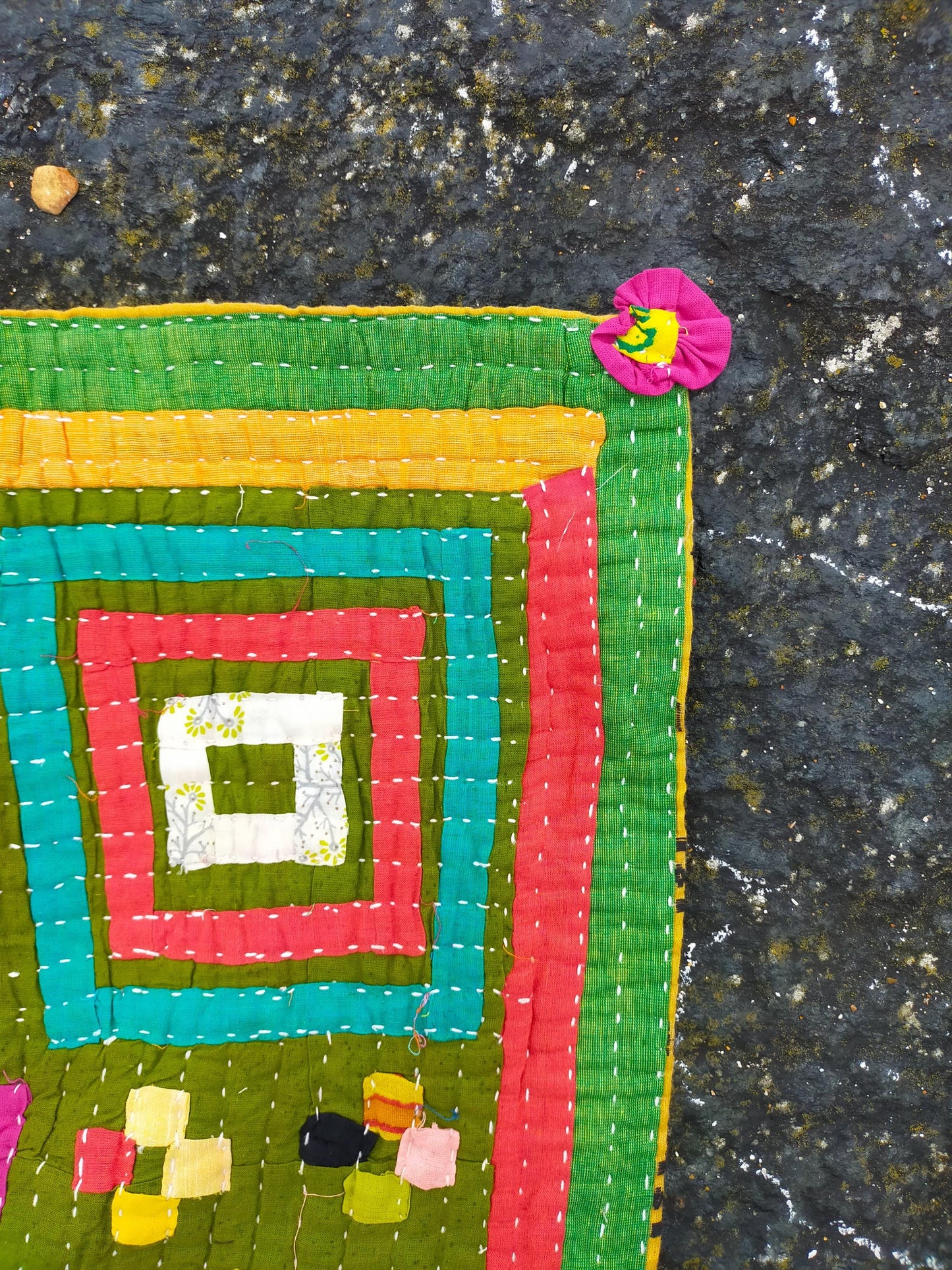 Siddi Tribal Patchwork Kawandi - For A Baby Or Wall Hanging - Quilted Kantha Blanket From India