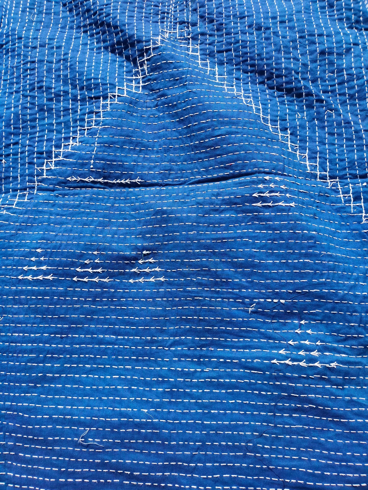 Hand-Stitched Naturally Dyed Godhari Kantha Patchwork Quilt From Maharashtra Made From Cotton Offcuts