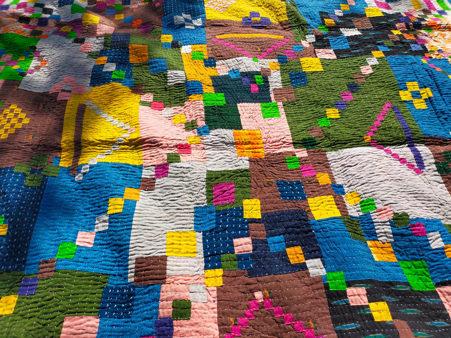 Siddi Tribal Patchwork Kantha Kawandi Kavand Quilted Blanket Made By African Indian Tribal Groups In India