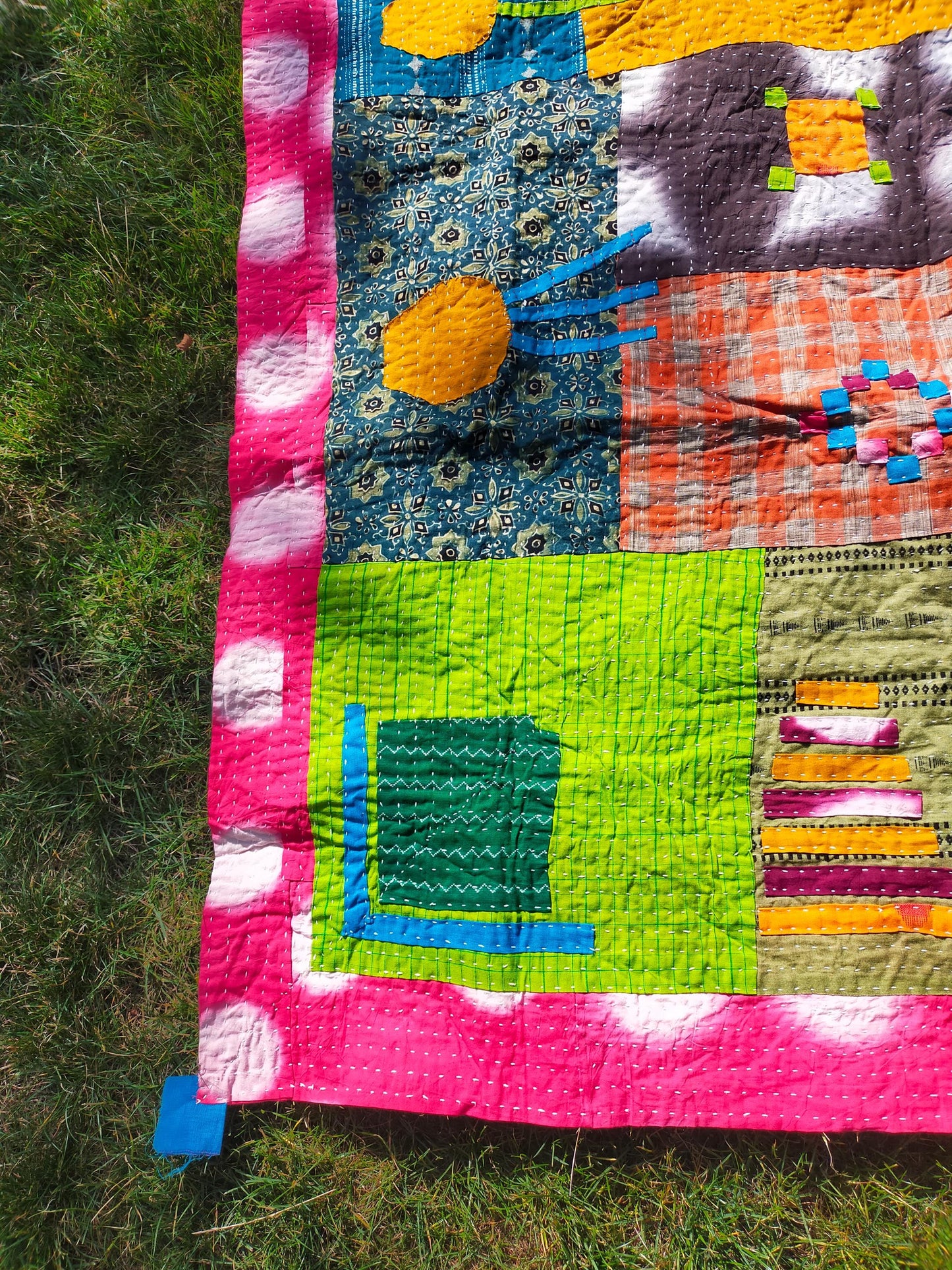 Tribal Siddi Patchwork Kantha Kawandi Kavand Quilted Blanket Made With Recycled Cotton In India