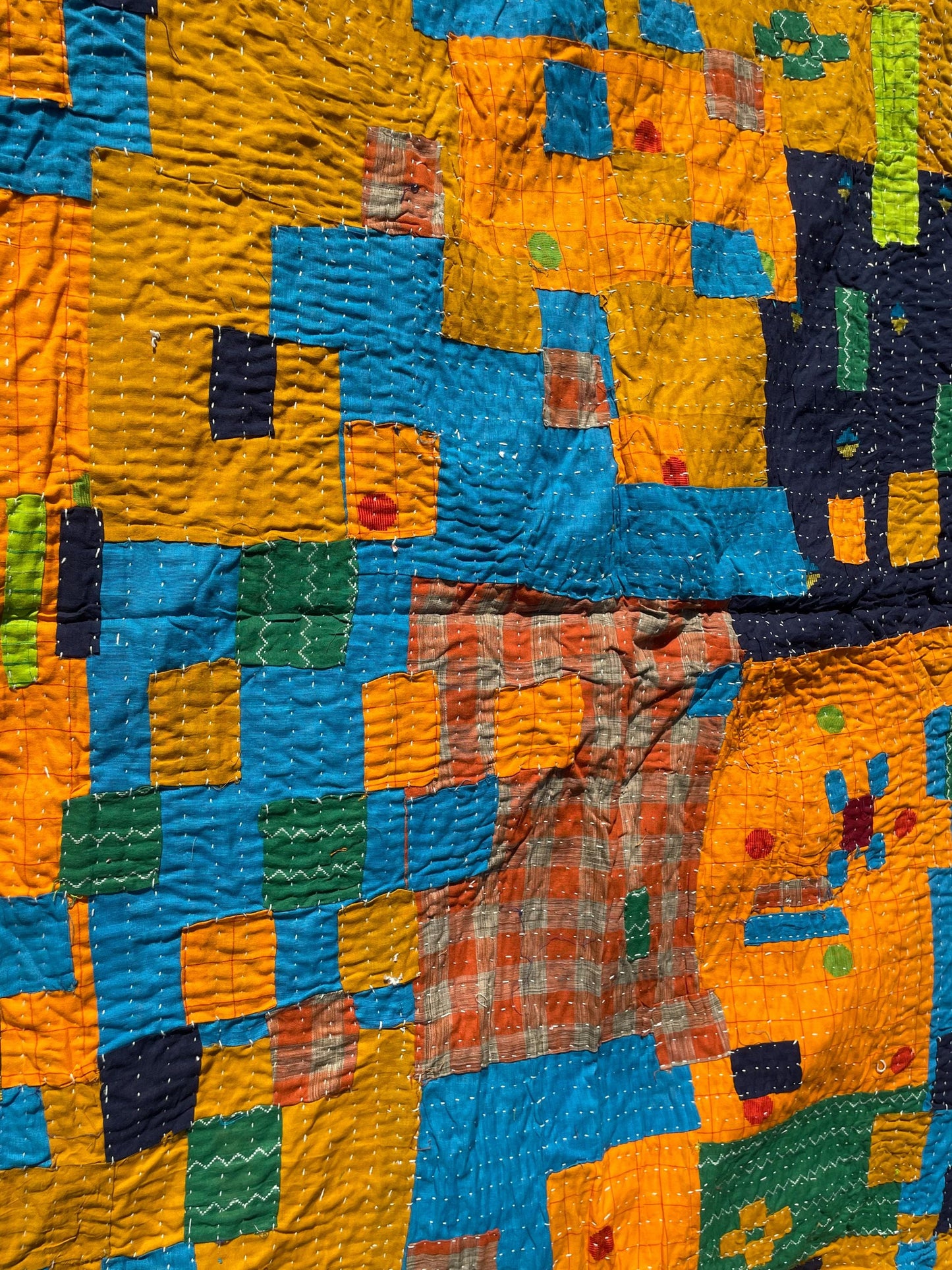 Siddi Kawandi Tribal Patchwork Kantha Kavand Quilted Blanket Made With Recycled Cotton In India