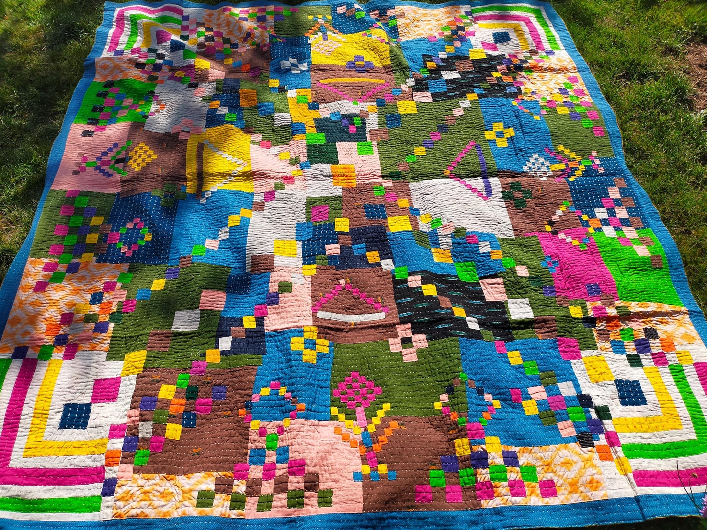 Siddi Tribal Patchwork Kantha Kawandi Kavand Quilted Blanket Made By African Indian Tribal Groups In India