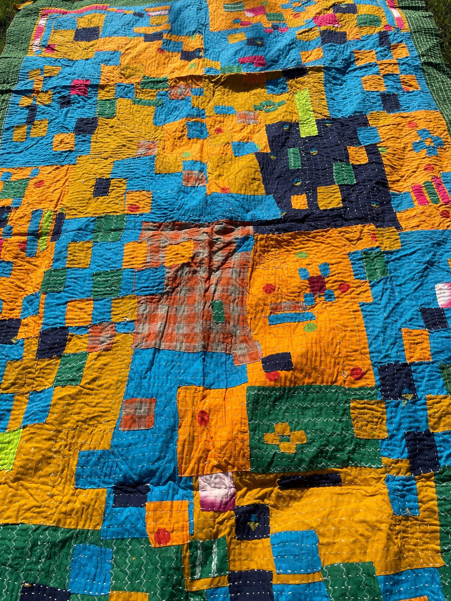 Siddi Kawandi Tribal Patchwork Kantha Kavand Quilted Blanket Made With Recycled Cotton In India