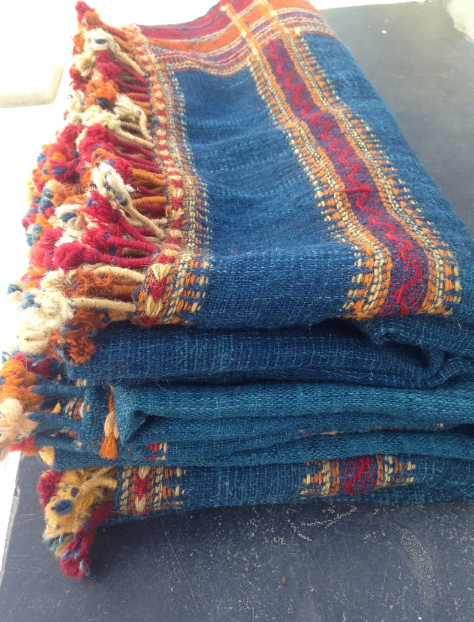 Handwoven Desi Wool Indigo Shawls/Throws