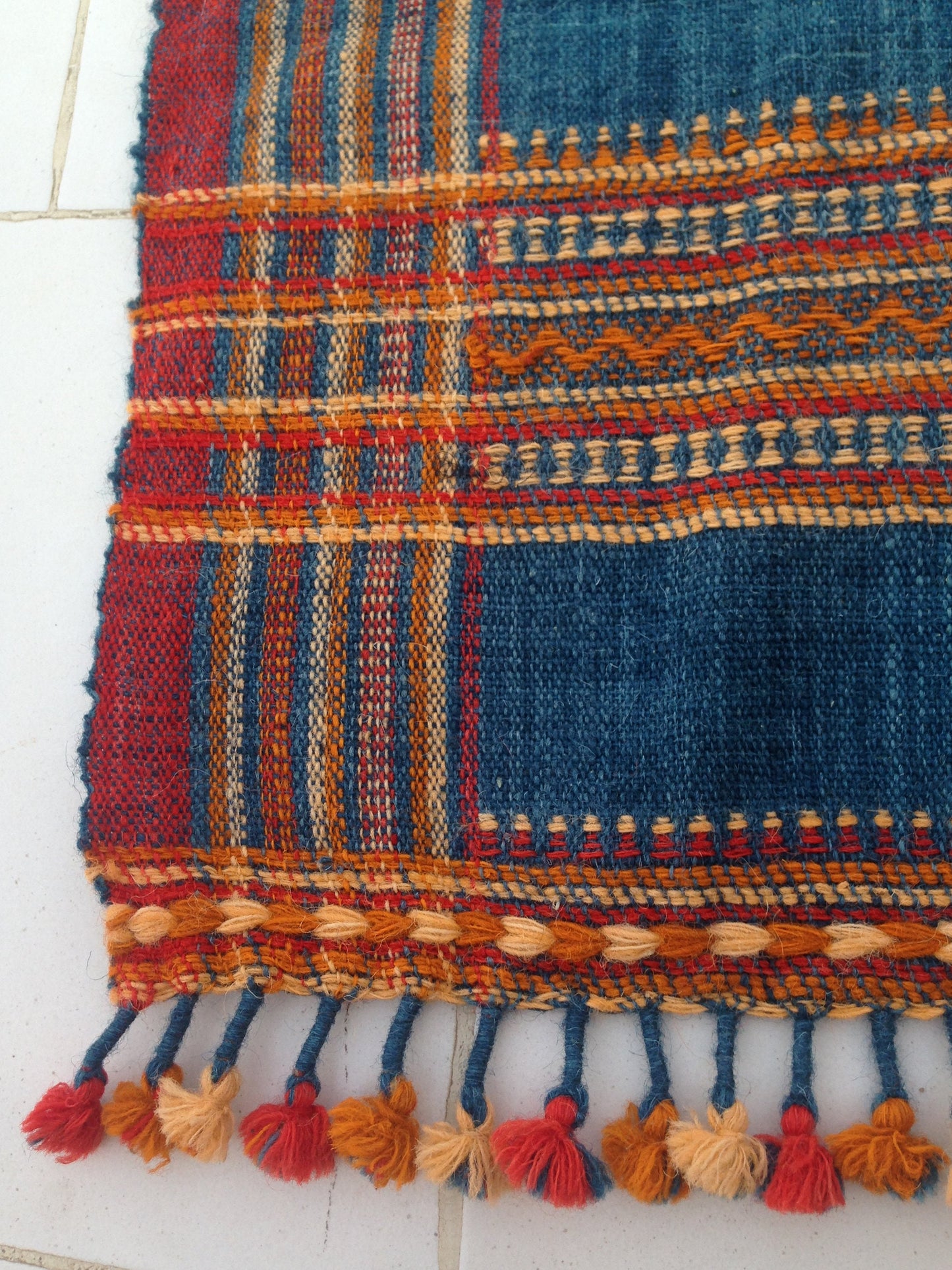 Handwoven Desi Wool (indian wool) Indigo Shawls/Throws From Kutch Gujarat - Handloom