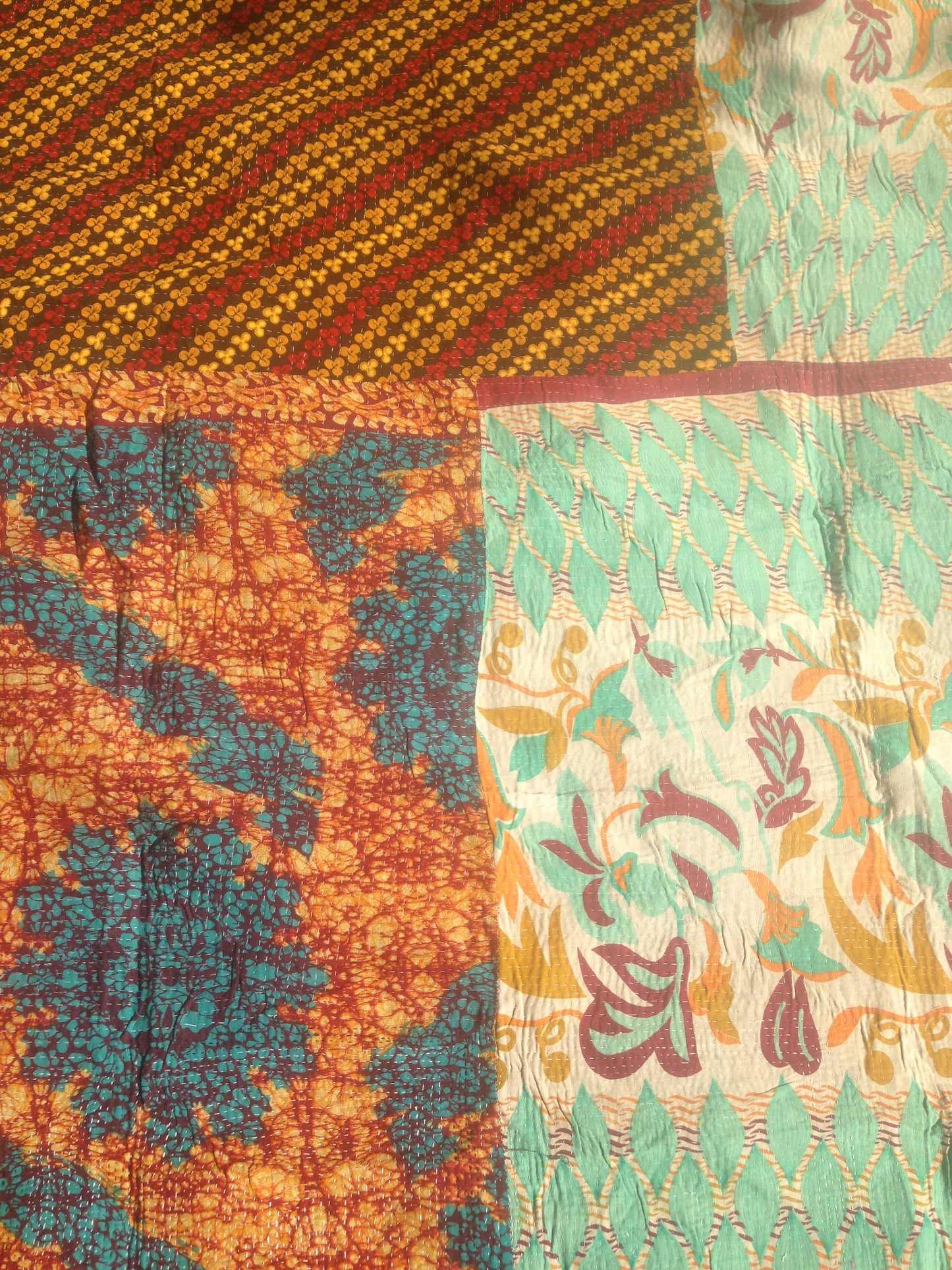 Vintage Hand-Stitched Kantha Throw Or Blanket From India