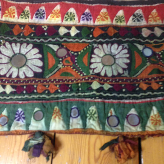 Vintage Hand Stitched Kantha, Banjara Dowry Bag/Pillow Case from Kutch With Hand Embroidery, Aplique and Mirror Work