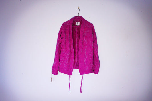Hand Stitched FairTrade Indian Cotton Kantha Denim Jacket Kimono With Velvet Lining