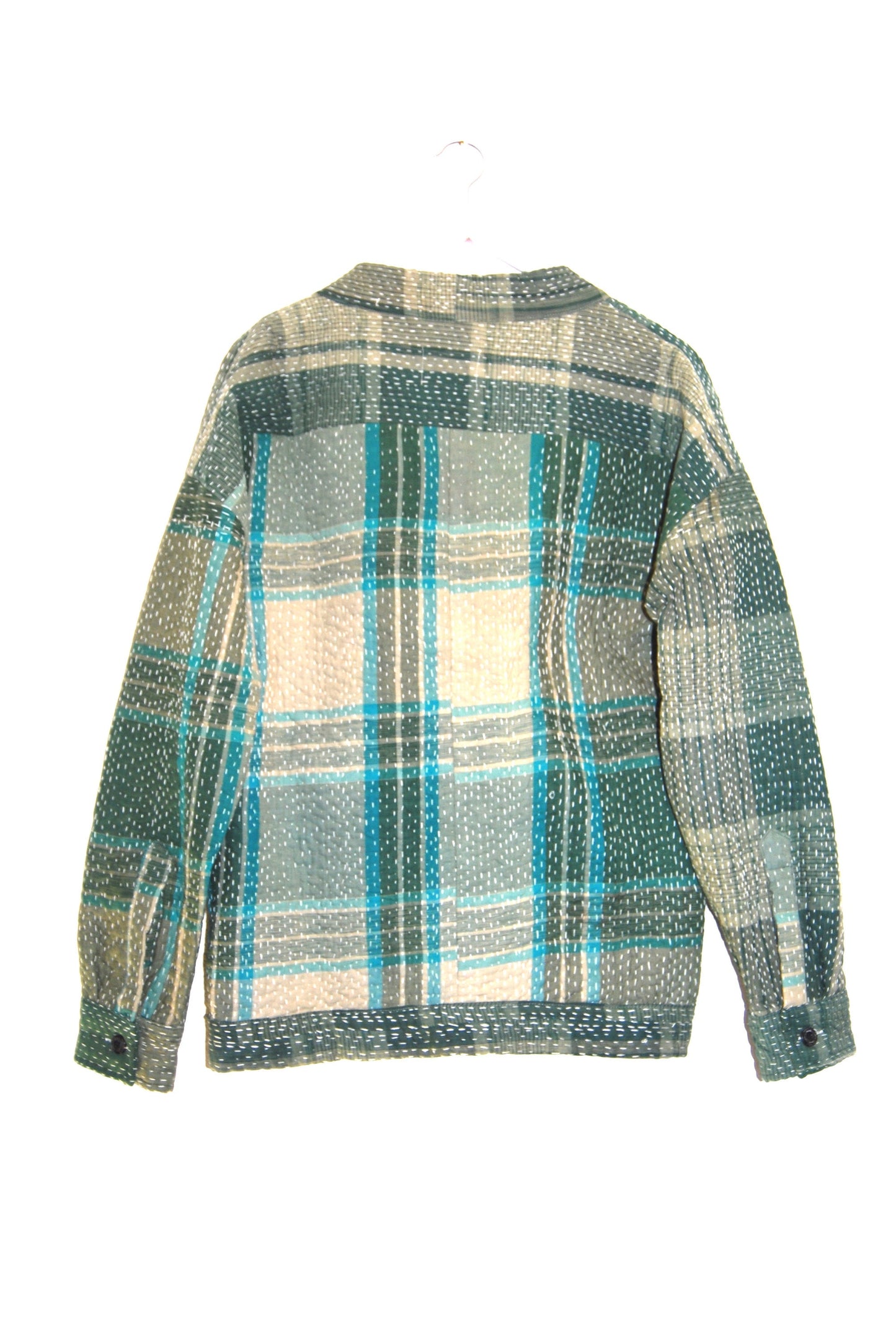 Fairtrade Indian Vintage Tartan Hand-Stitched Kantha Kimono Style Jacket -Unisex