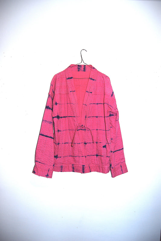 Handmade Pink Fair Trade Unisex Shibori Tie Dye Kantha Jackets