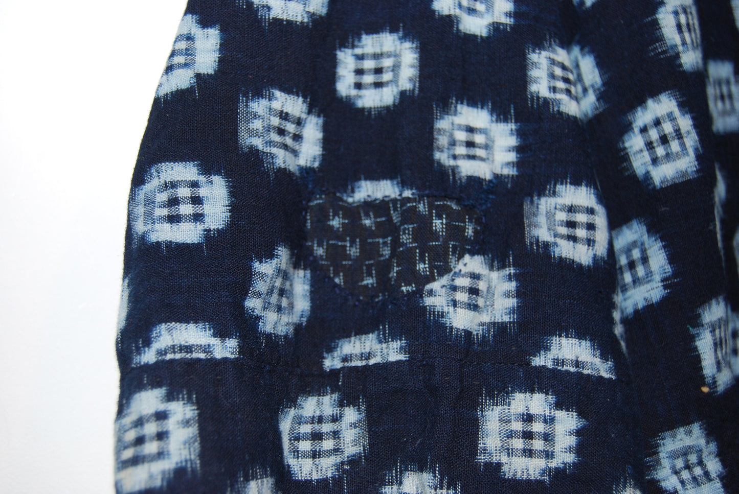 Vintage Indigo Ikat (Kasuri) Japanese Boro Noragi Kimono