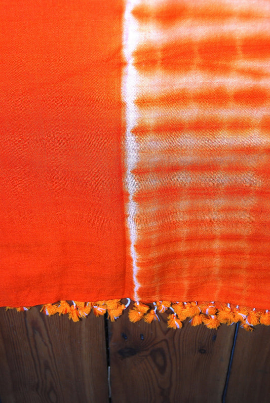 Tie Dye Shibori Merino Wool Shawl From Kutch, India