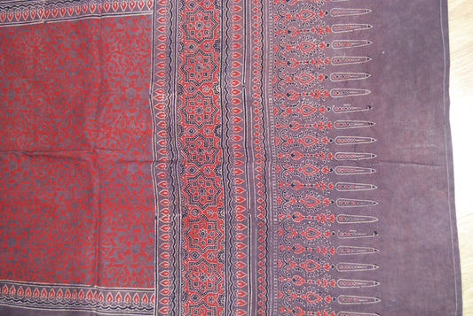 Naturally Dyed Indigo Ajrakh Block Print Cotton Scarf Shawl