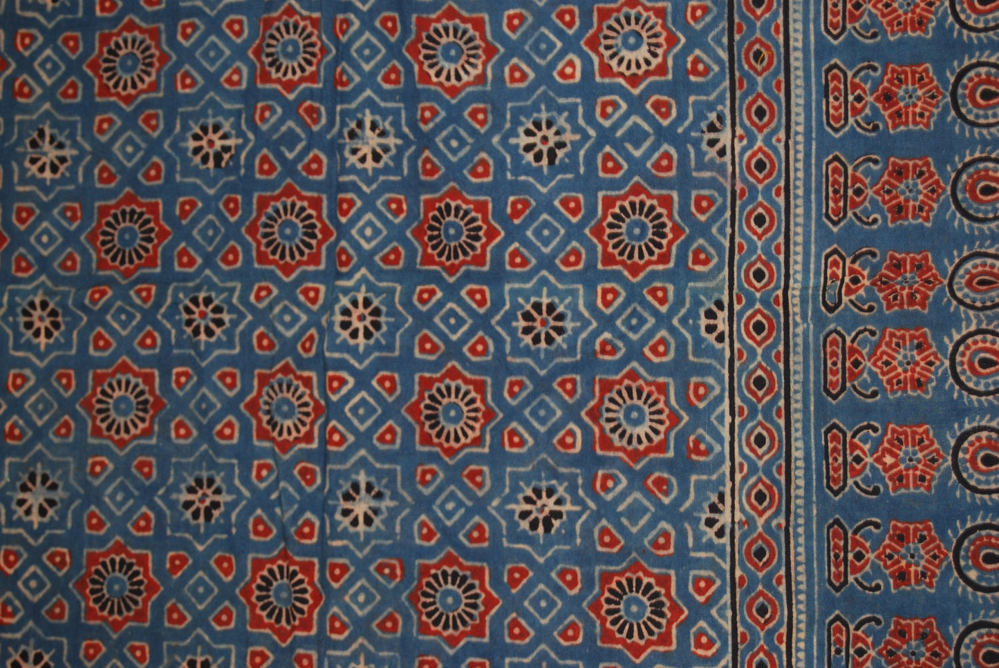 Naturally Dyed Indigo Ajrakh Block Print Cotton Scarf Shawl