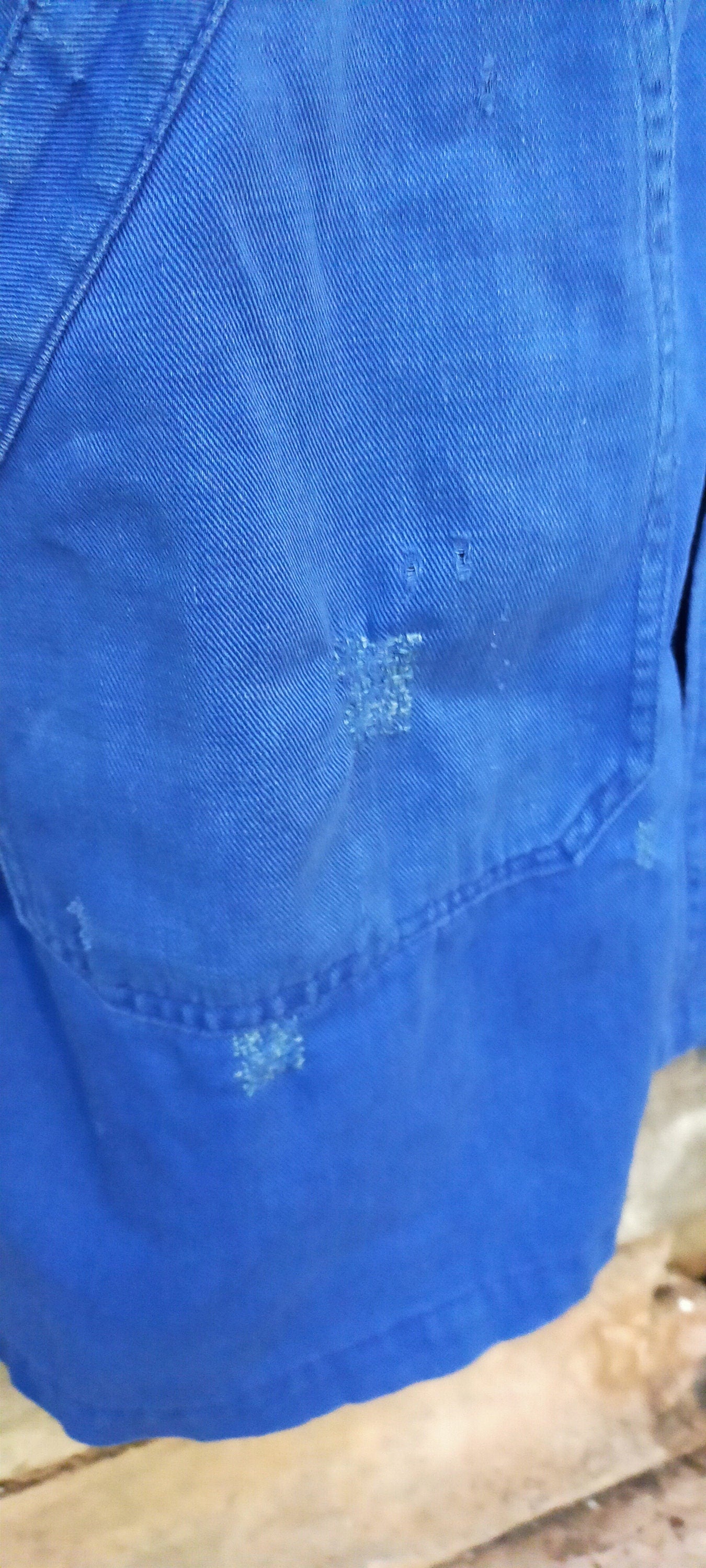 Vintage French Indigo Denim Chore Jacket Duster Coat Travail de Bleu