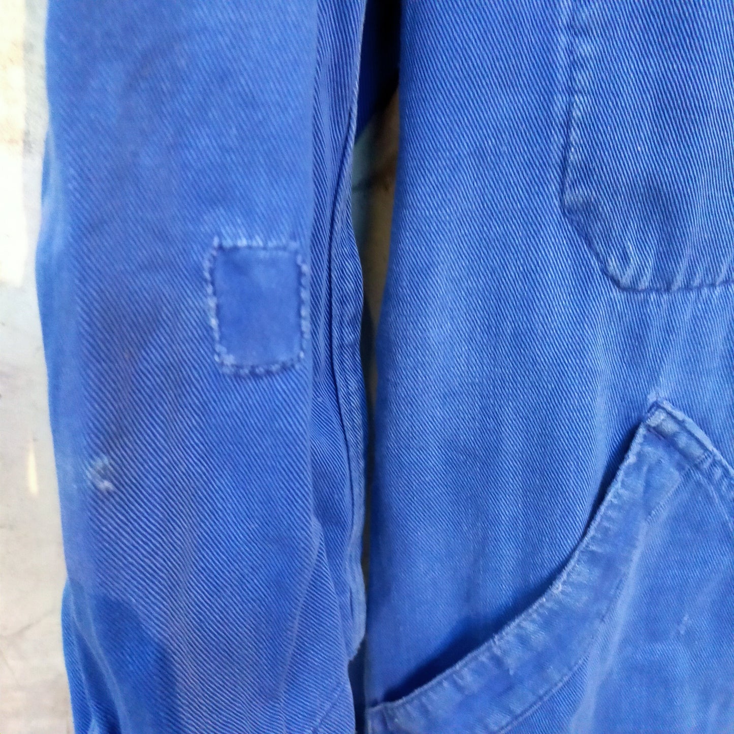 Vintage French Indigo Denim Chore Jacket Duster Coat Travail de Bleu