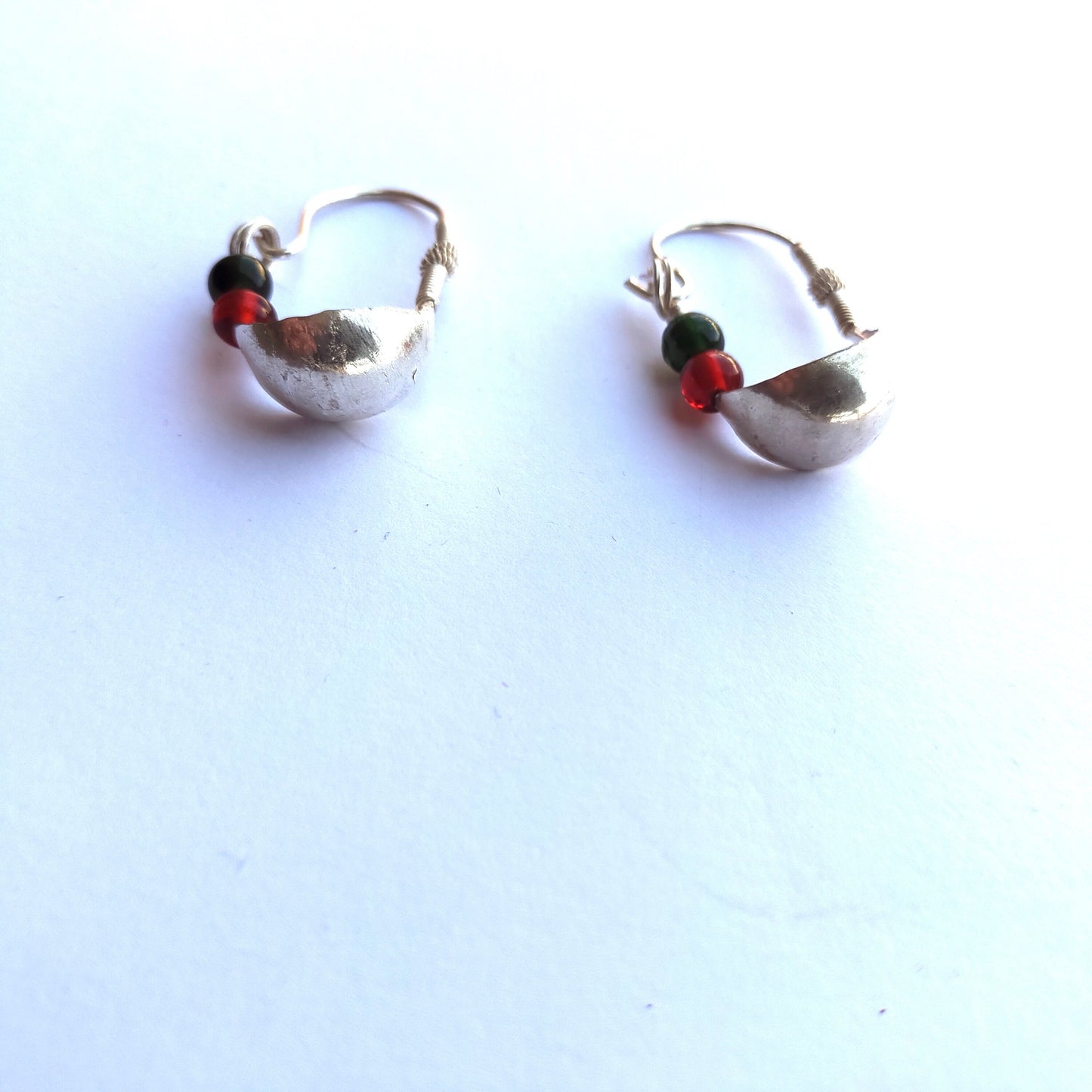 Rabari tribal silver earrings from banjara groups of Gujarat, India