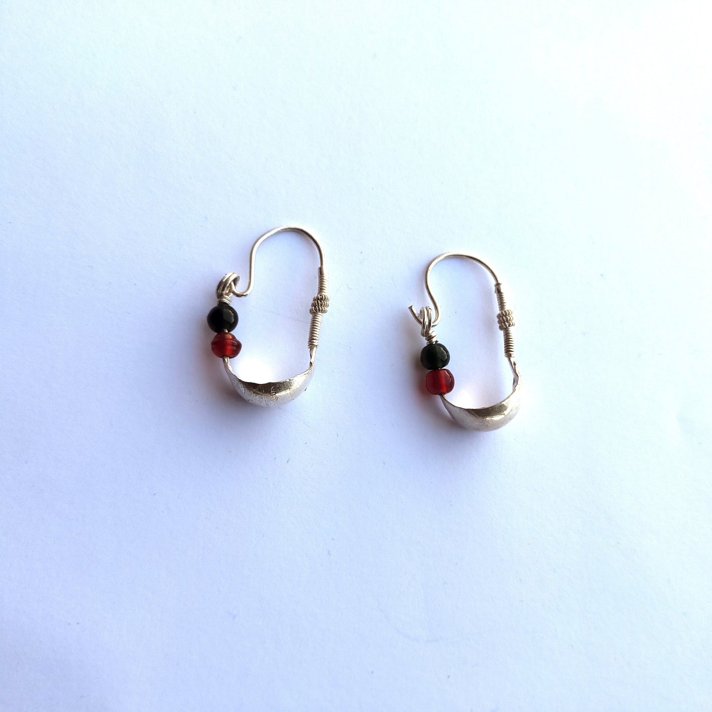 Rabari tribal silver earrings from banjara groups of Gujarat, India