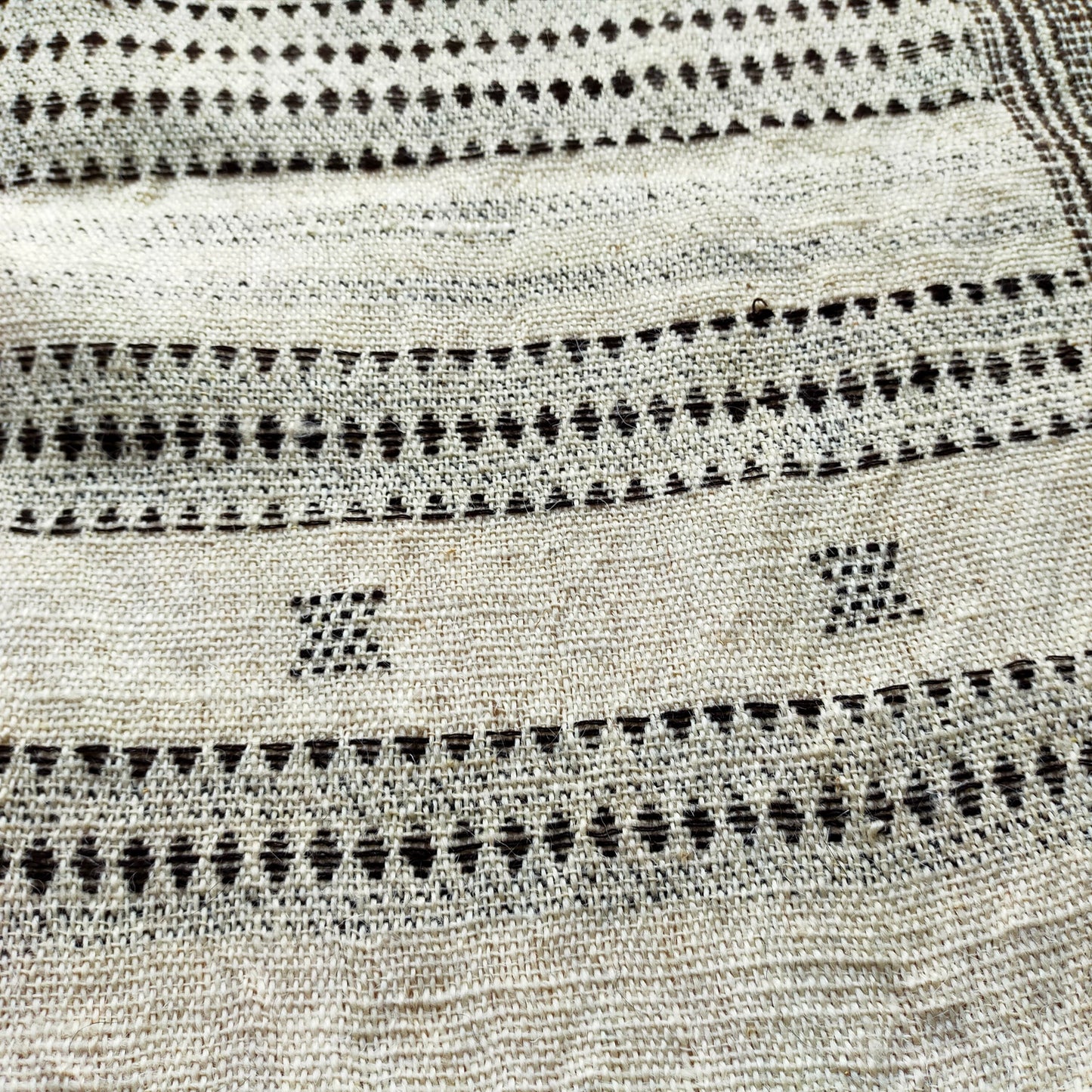 Khadi Handwoven Wollen Shawl From Kutch, India Cream And Brown